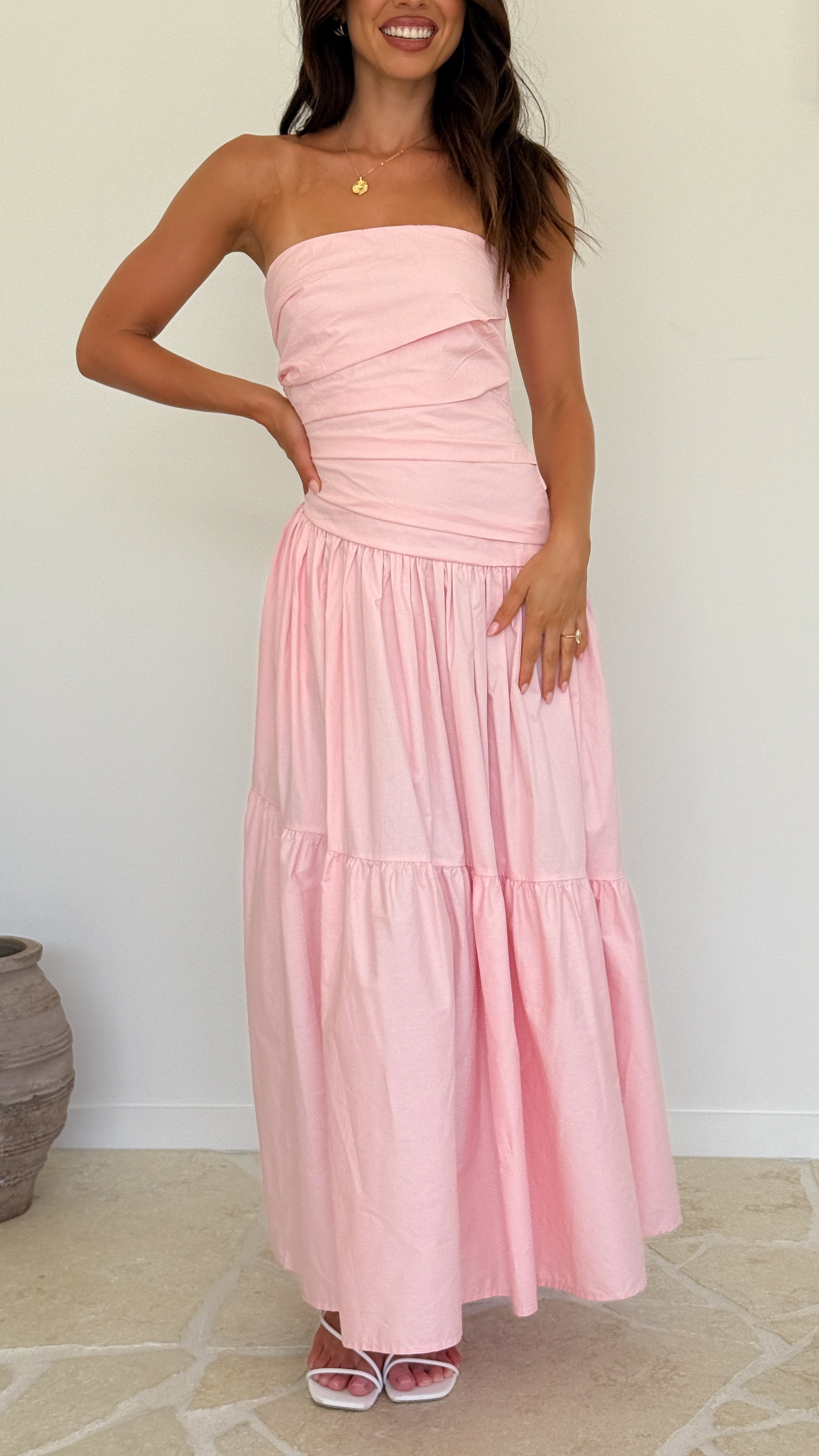 Lola Maxi Dress for Women - Flowy Long Summer Dress in Pink | Beach Wedding, Vacation, Party Outfit