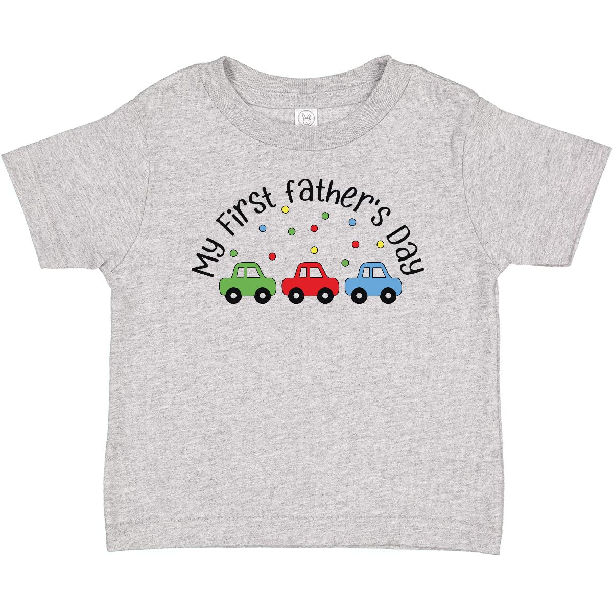 My First Father's Day Baby T-Shirt - Red, Blue & Green Cars Design | Cute Infant Apparel for Dad's Special Day | Perfect for Father's Day Gifts, Family Photos & Special Occasions