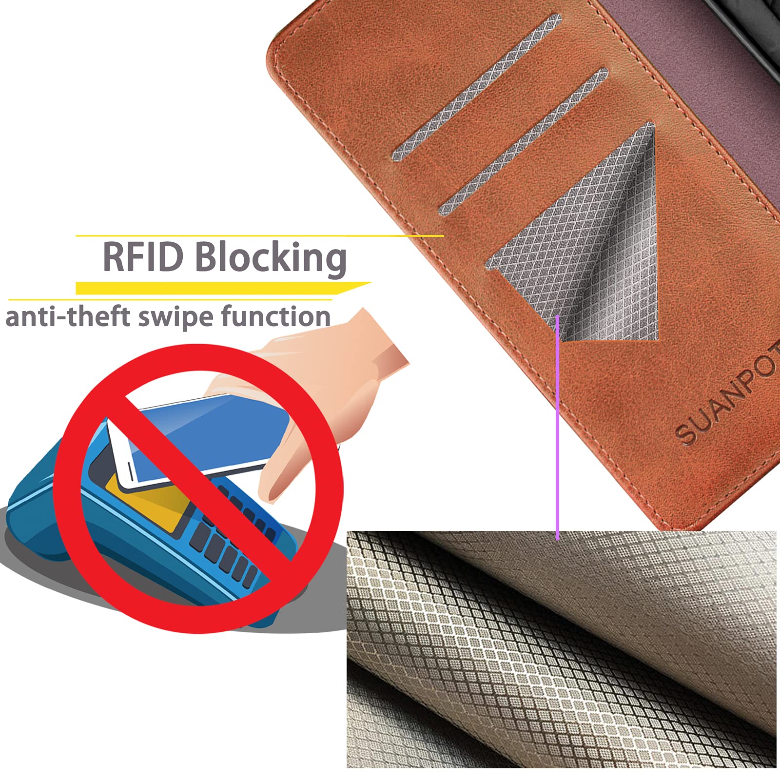Premium RFID Blocking Leather Wallet Case for Samsung Galaxy S22 - Flip Folio Book Cover with Credit Card Holder | Shockproof Protection for Women & Men | Light Brown | Perfect for Business, Travel & Everyday Use