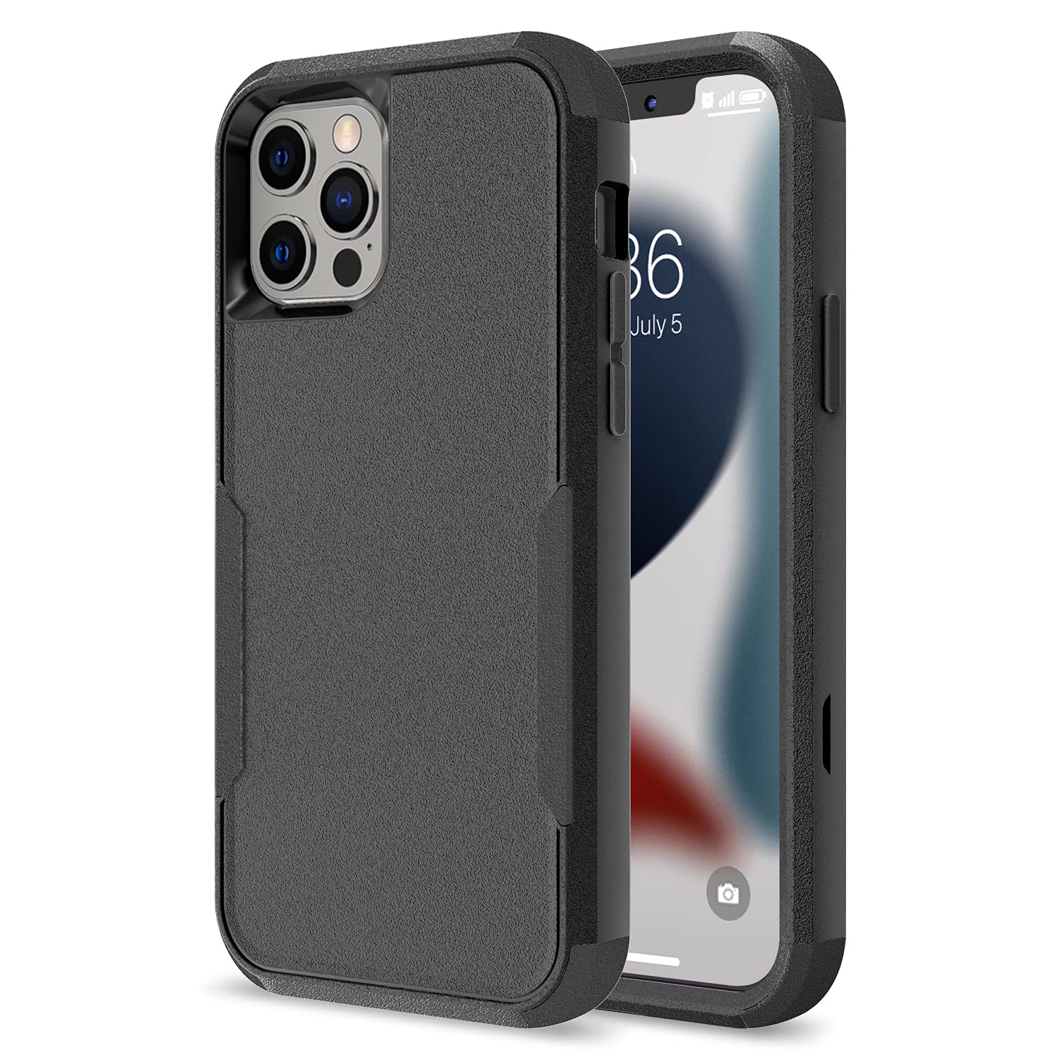 Tksafy Heavy Duty Shockproof Case for iPhone 13 Pro - 3-Layer Protective Phone Cover with Full Body Rubber Armor | Drop Proof Protection | Perfect for Outdoor Activities, Work & Travel (Black)