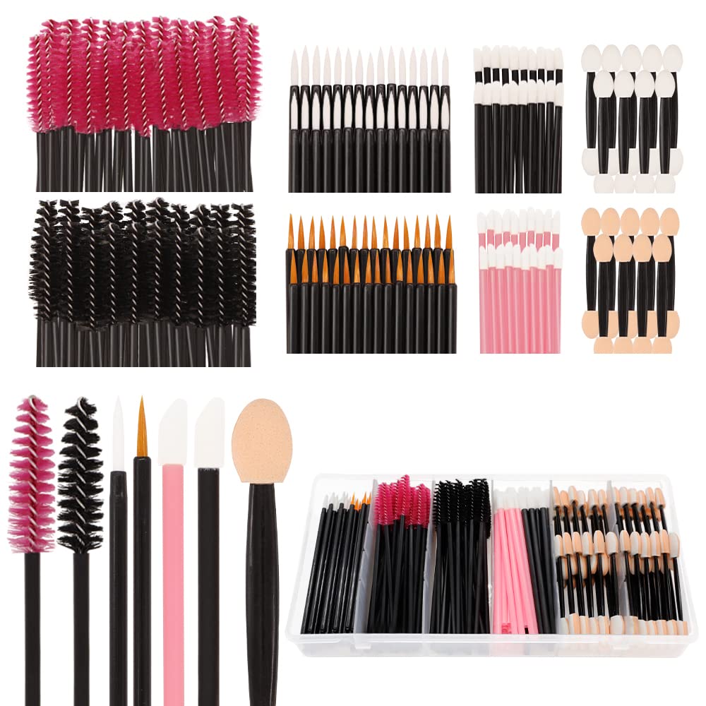 201-Piece Disposable Makeup Applicator Set with Organizer Box - 50 Eyelash Brushes, 50 Eyeliner Brushes, 50 Lipstick Brushes | Perfect for Professional Makeup Artists, Salon Use & Travel Beauty Essentials