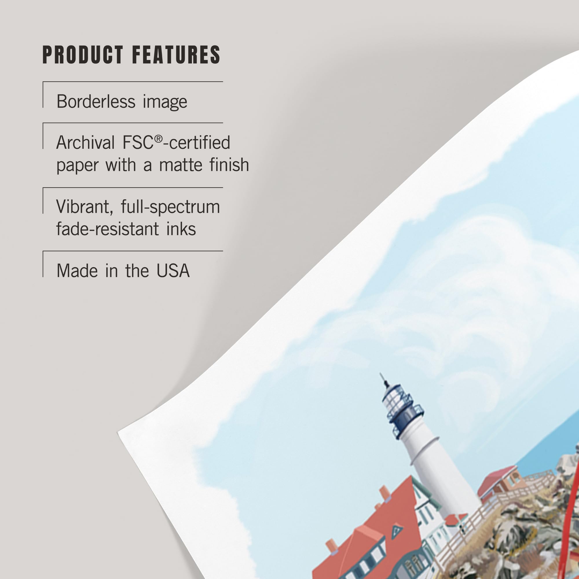 Lantern Press 16x24 Inch Giclee Art Print - Connecticut Coastal Lighthouse & Lobster Scene - Perfect for Beach House Decor & Nautical Themed Rooms