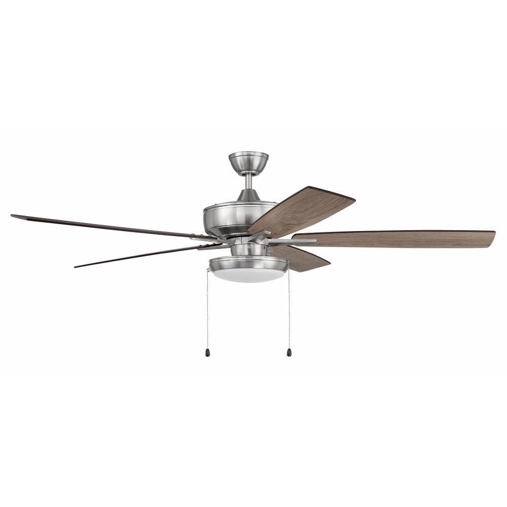 Craftmade S119BNK5-60DWGWN 60-Inch Indoor Ceiling Fan with LED Light Kit, 5 Reversible Blades (Driftwood/Grey Walnut), Brushed Nickel Finish - Perfect for Living Room, Bedroom & Office Spaces