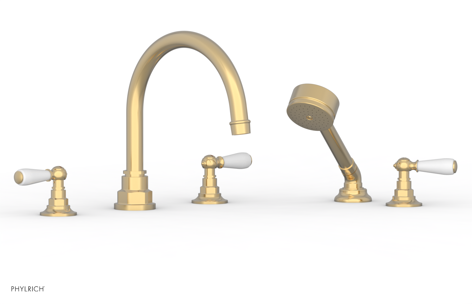 Jamestown Deck Tub Set with Hand Shower - White Accented Lever Handles (165-49) - Perfect for Bathroom Renovation & Spa-Like Experience