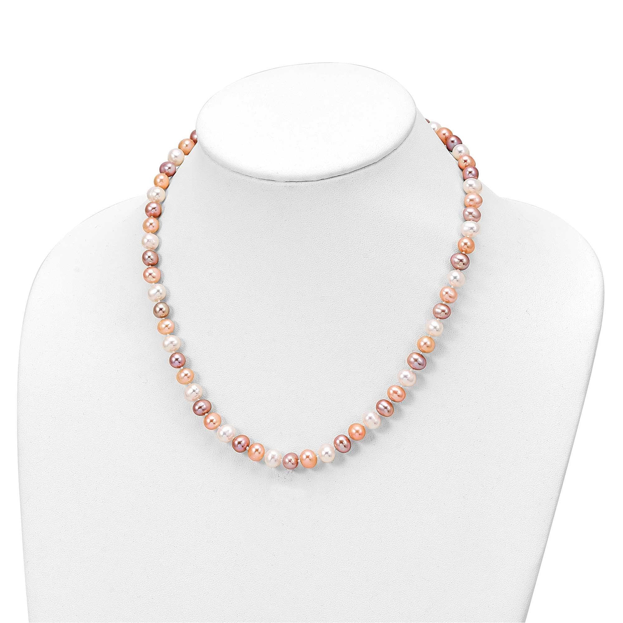 White, Peach & Purple Freshwater Pearl Necklace & Stud Earrings Set | Elegant Jewelry Gift for Women | Perfect for Weddings, Parties & Special Occasions