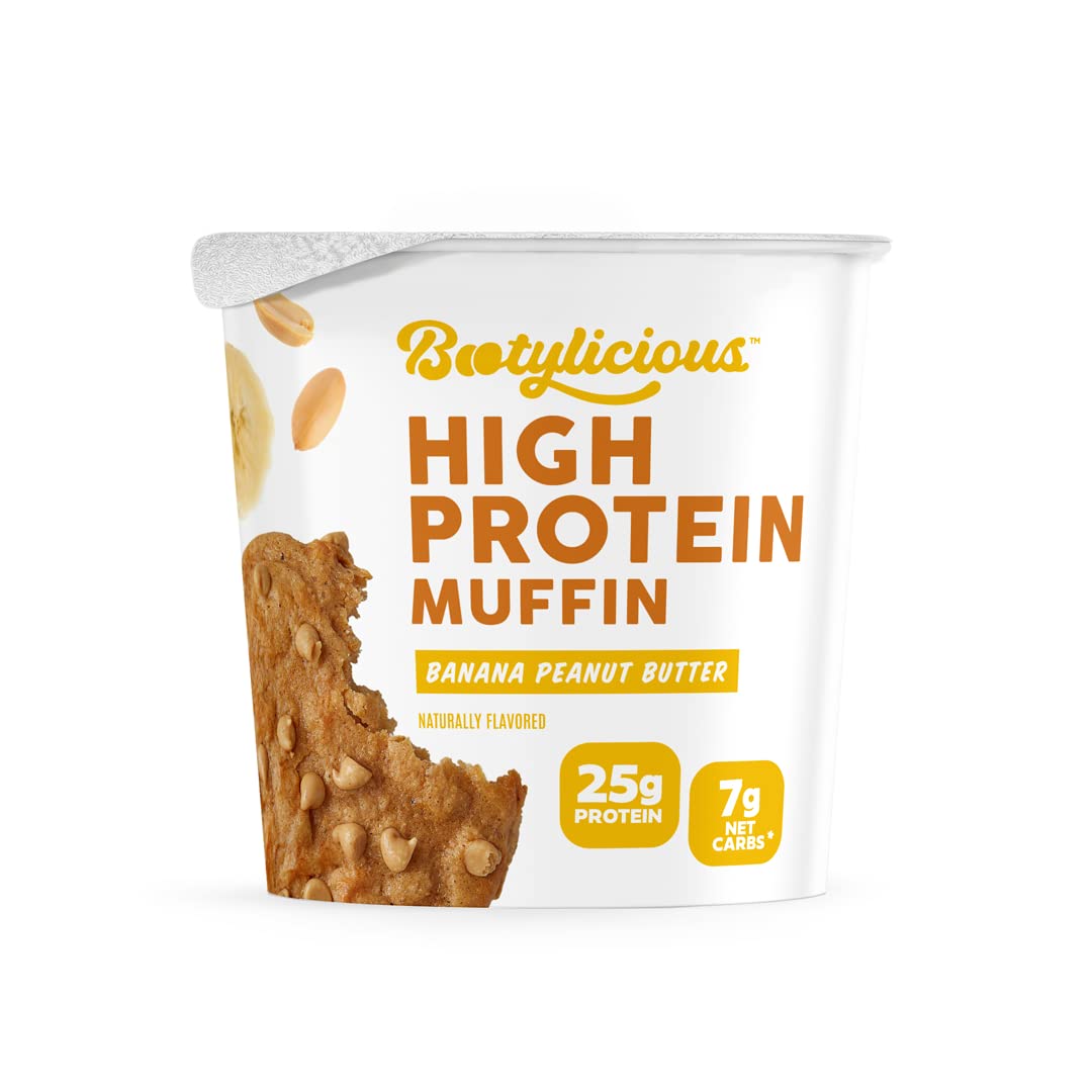 High-Protein Muffin Cups - 25g Protein, 7g Net Carbs, Banana Peanut Butter Flavor (12-Pack, 2.32-2.75oz) | Keto-Friendly, Low-Carb Snacks for Gym, Work & On-The-Go Energy Boost
