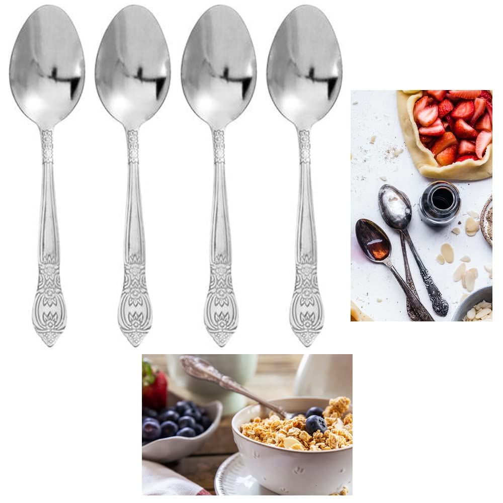 4-Piece Stainless Steel Dinner Spoon Set - Elegant Flatware for Dining, Soup & Dessert - Perfect for Restaurants, Home Kitchens & Gifting