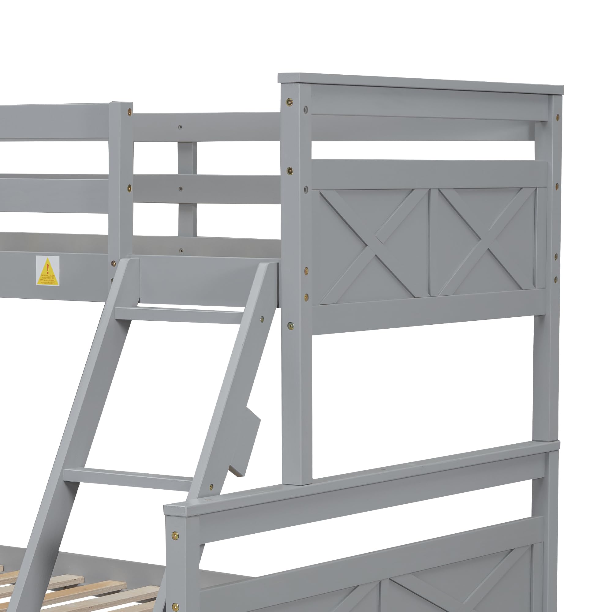 Twin Over Full Bunk Bed with Storage Drawers - Convertible Wooden Bunk Bed Frame with Guardrail & Ladder for Kids, Teens, Boys & Girls - Space-Saving Bedroom Solution for Small Rooms, Dorms & Shared Kids' Rooms (Grey)