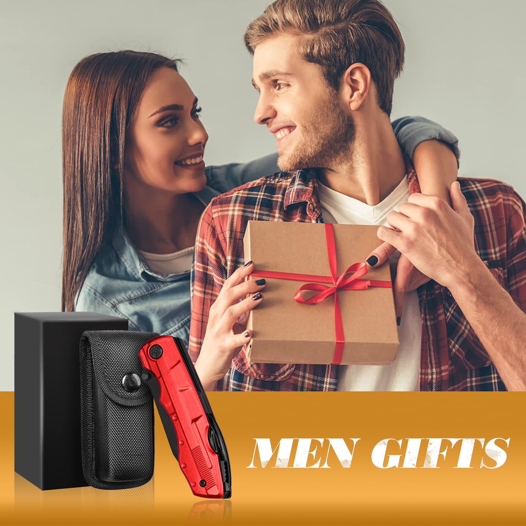 Men's Pocket Folding Knife - Cool Camping & Survival Gift for Dad, Boyfriend