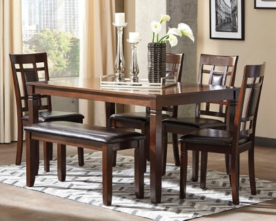 Bennox 6-Piece Dining Table Set with Chairs and Bench - Modern Kitchen & Dining Room Furniture for Family Gatherings & Dinner Parties