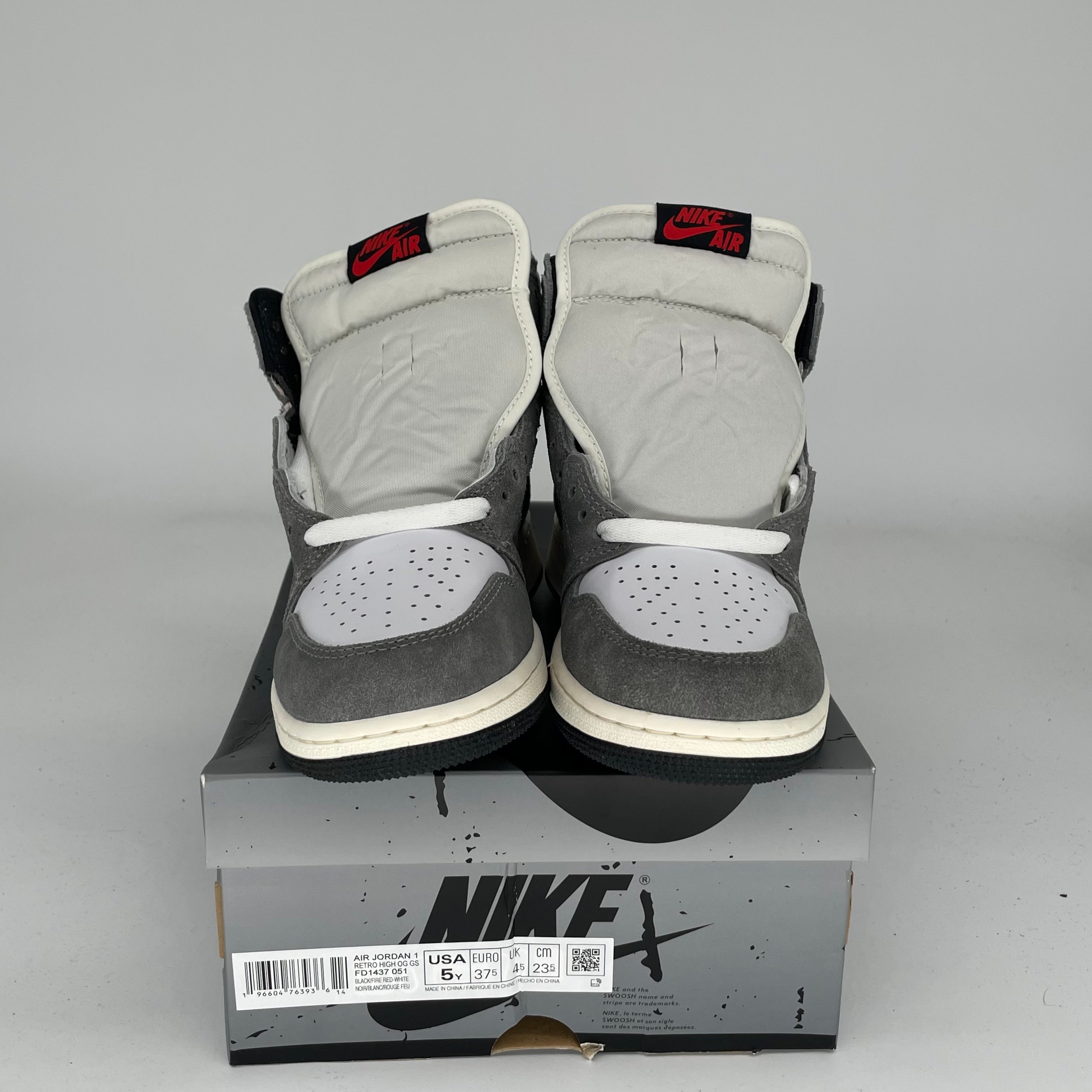 Air Jordan 1 Washed Black Sneakers - Size 5Y (FD1437-051) - Men's Basketball Shoes for Court & Street Style