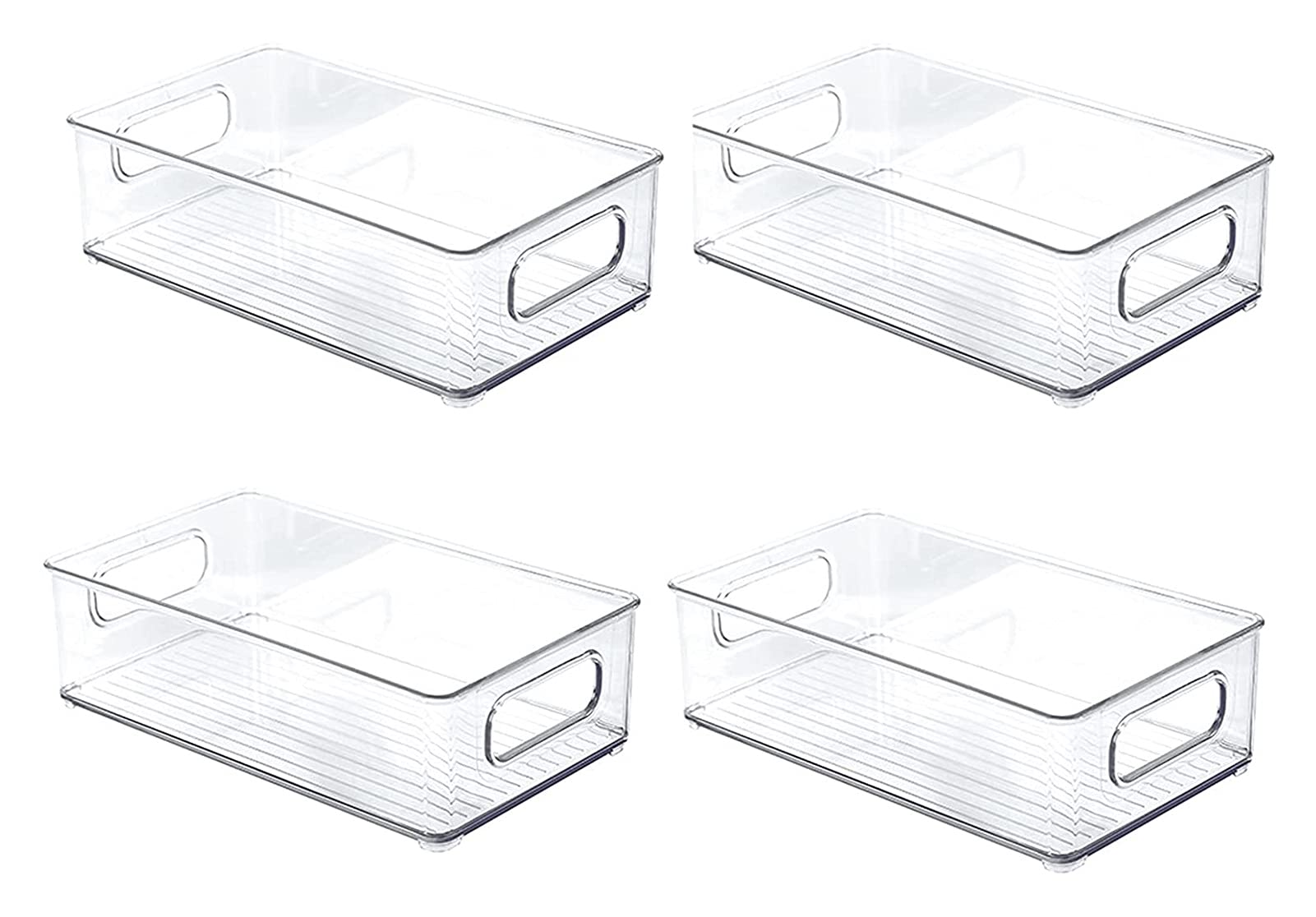 4-Pack Clear Stackable Refrigerator Organizer Bins - Soda Can & Freezer Storage Containers for Fridge Organization - Perfect for Pantry, Kitchen, and Beverage Storage