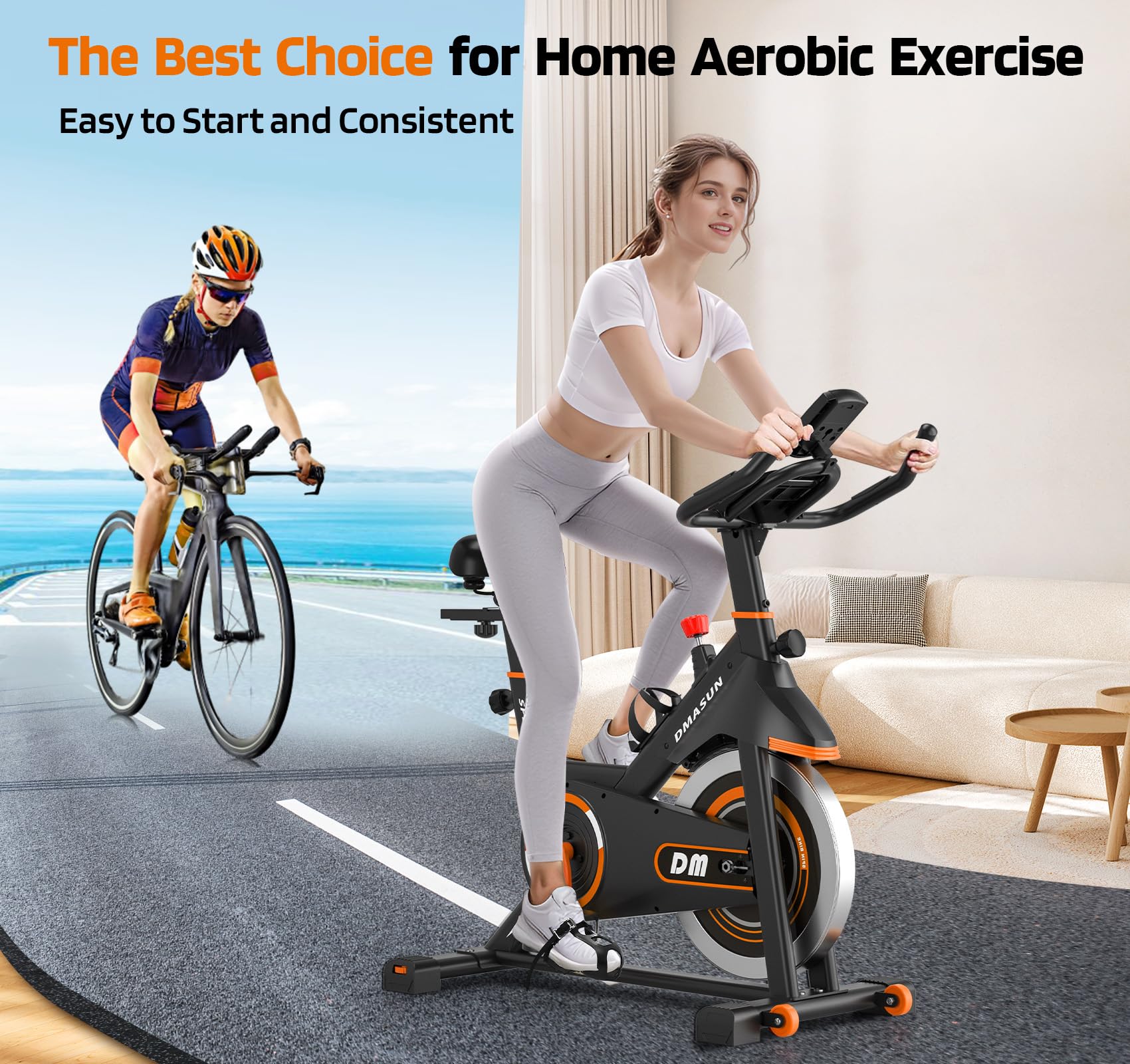 DMASUN Magnetic Resistance Exercise Bike for Home Gym - Indoor Cycling Bike with Comfortable Seat Cushion & Digital Pulse Display - Perfect for Cardio Workouts, Weight Loss & Home Fitness Training