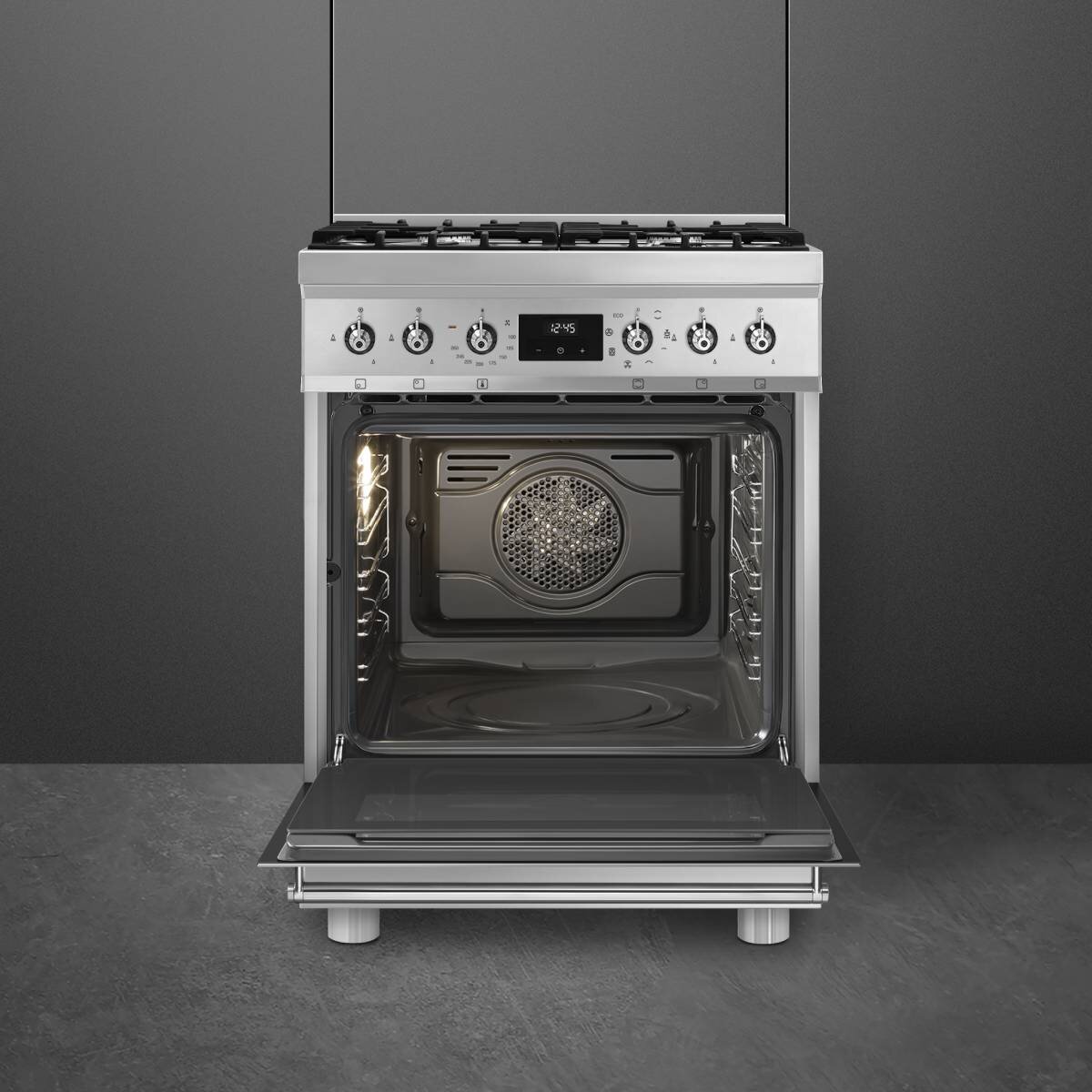 Smeg CS6GMXA2 60cm Classic Freestanding Gas Cooker - Stainless Steel Built-in Oven with 4 Burners | Perfect for Modern Kitchens, Home Cooking & Professional Chefs