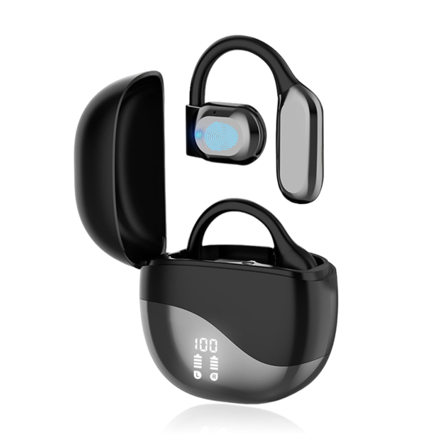 Real-Time AI Language Translator Earbuds - Open Ear Wireless Bluetooth Earbuds with 144 Language Translation for iOS & Android (Black) - Perfect for Travel, Business Meetings & Multilingual Conversations