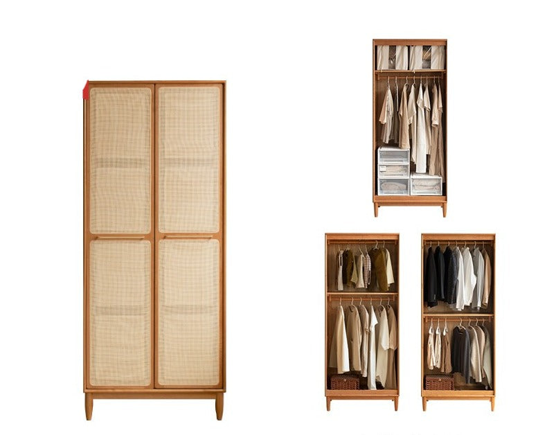 Solid Oak and Cherry Wood Wardrobe - Elegant and Durable Closet for Bedroom, Living Room, or Walk-In Closet Storage