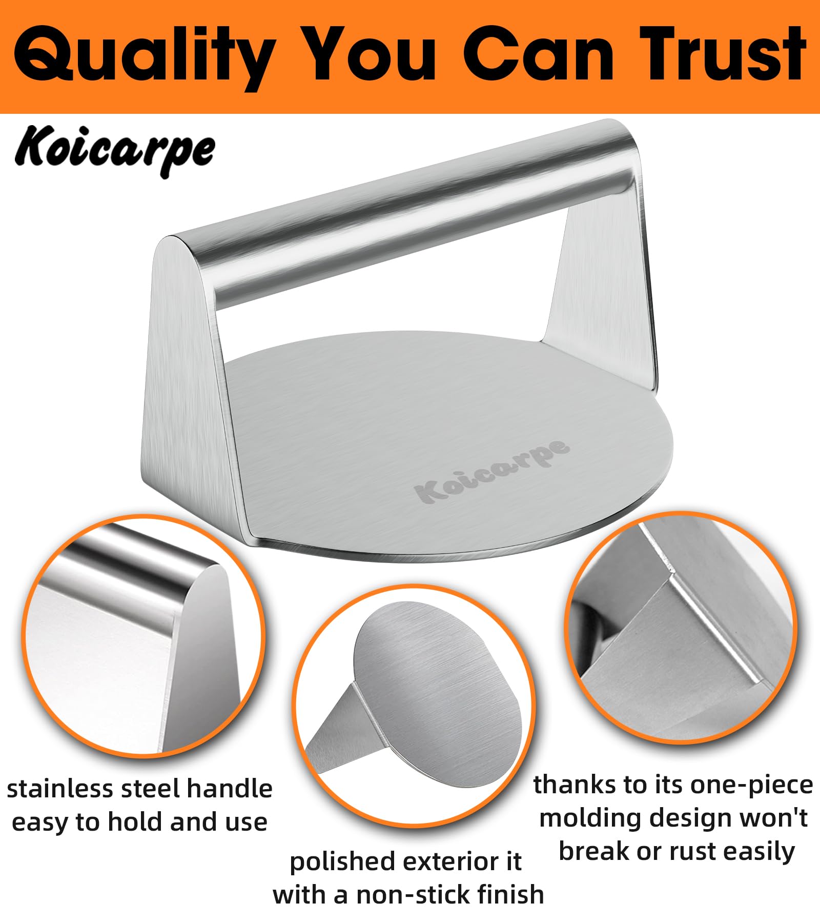 5.5-Inch Stainless Steel Burger Press - Heavy Duty Patty Maker for BBQ, Grilling & Homemade Burgers | Perfect for Backyard Cookouts, Camping & Restaurant Use