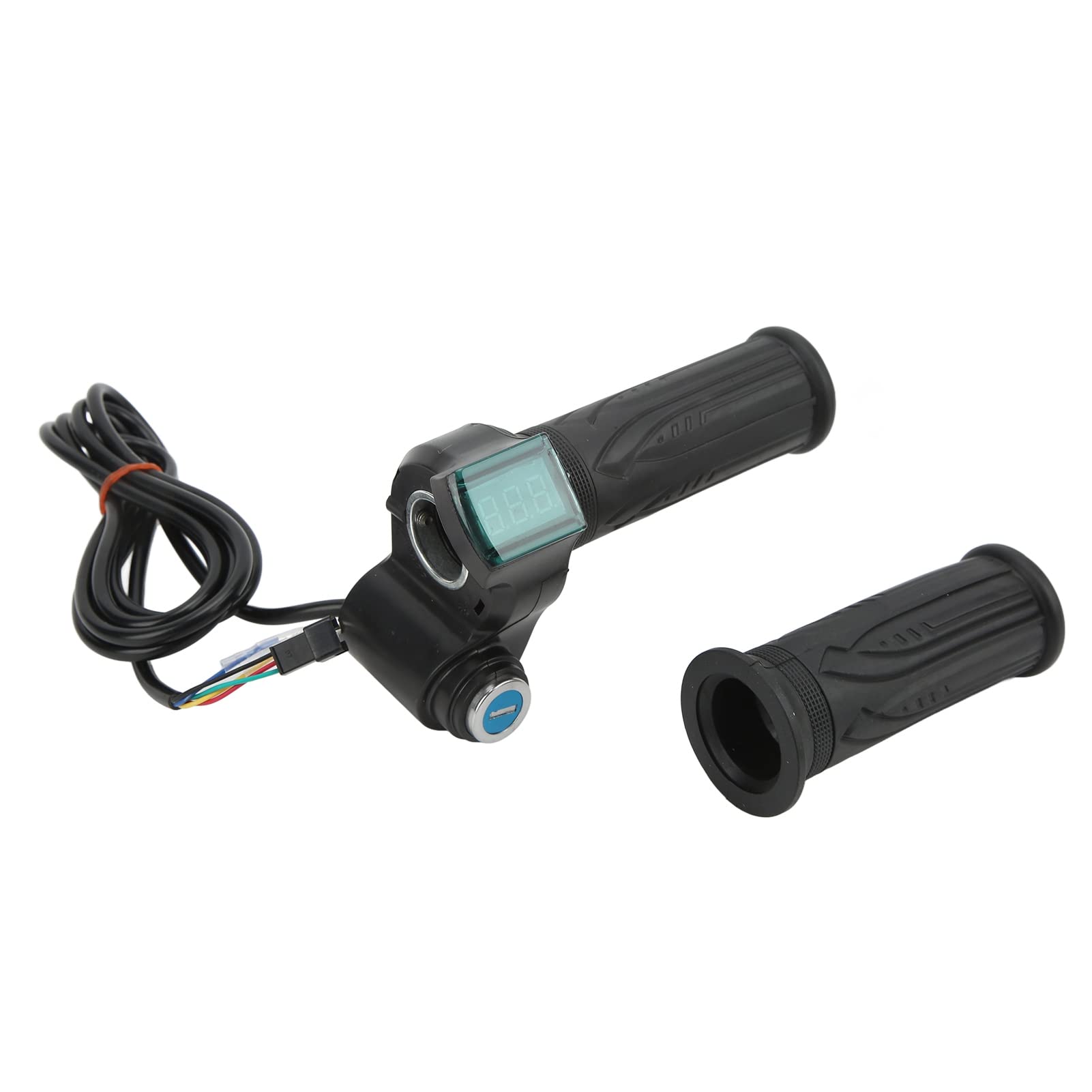 Yosoo 12V-99V Electric Bike Throttle Grip with Gold Lock & Key - Durable Plastic Motorcycle Grip for E-Bikes, Scooters & Electric Vehicles - Perfect for Commuting, Off-Road & Urban Riding
