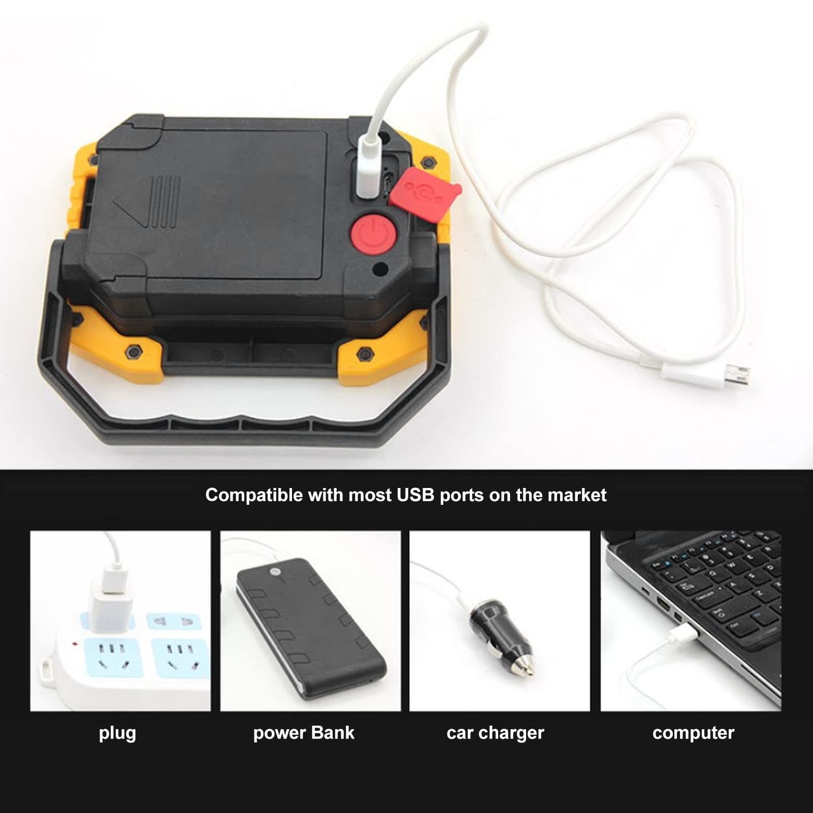Haofy COB Work Light - USB Rechargeable, IP66 Waterproof, Portable LED Work Light with Rotating Bracket - Perfect for Car Maintenance, Camping, Emergency & Outdoor Work Lighting