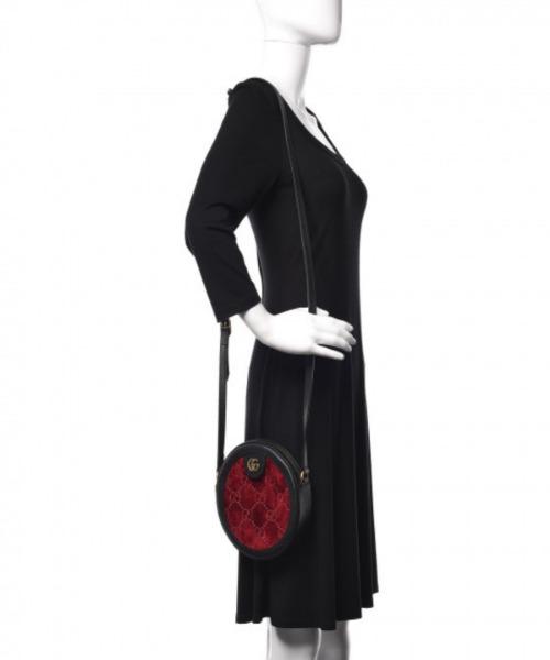 Gucci GG Velvet Round Shoulder Bag for Women - Luxury Red Crossbody Purse | Perfect for Parties, Date Nights & Special Occasions