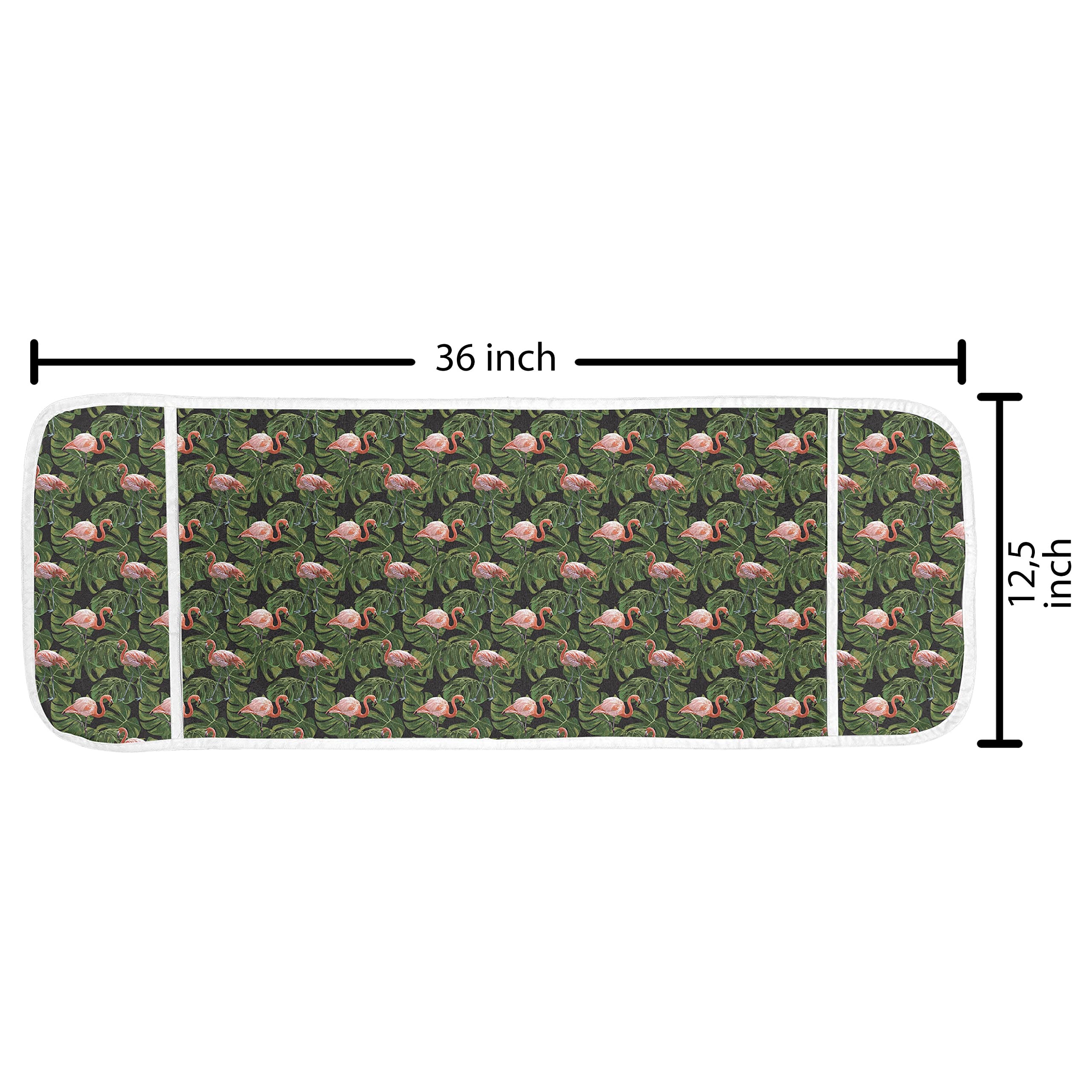 Ambesonne Flamingo Microwave Cover - Waterproof Kitchen Organizer with Pockets, Exotic Bird & Monstera Leaf Pattern, 36x12 Inches, Charcoal Grey & Dark Salmon - Perfect for Microwave Protection & Kitchen Decor