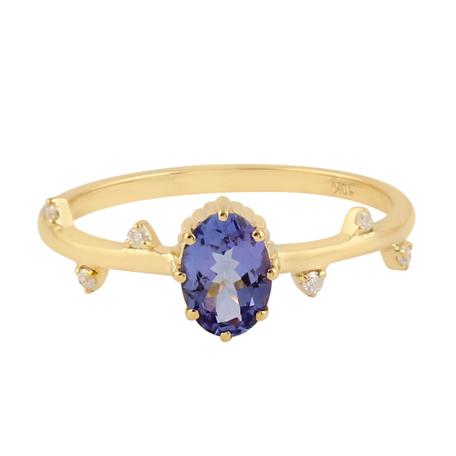 10K Yellow Gold Oval Cut Tanzanite Diamond Engagement Ring for Women - Perfect for Proposals, Anniversaries & Special Occasions