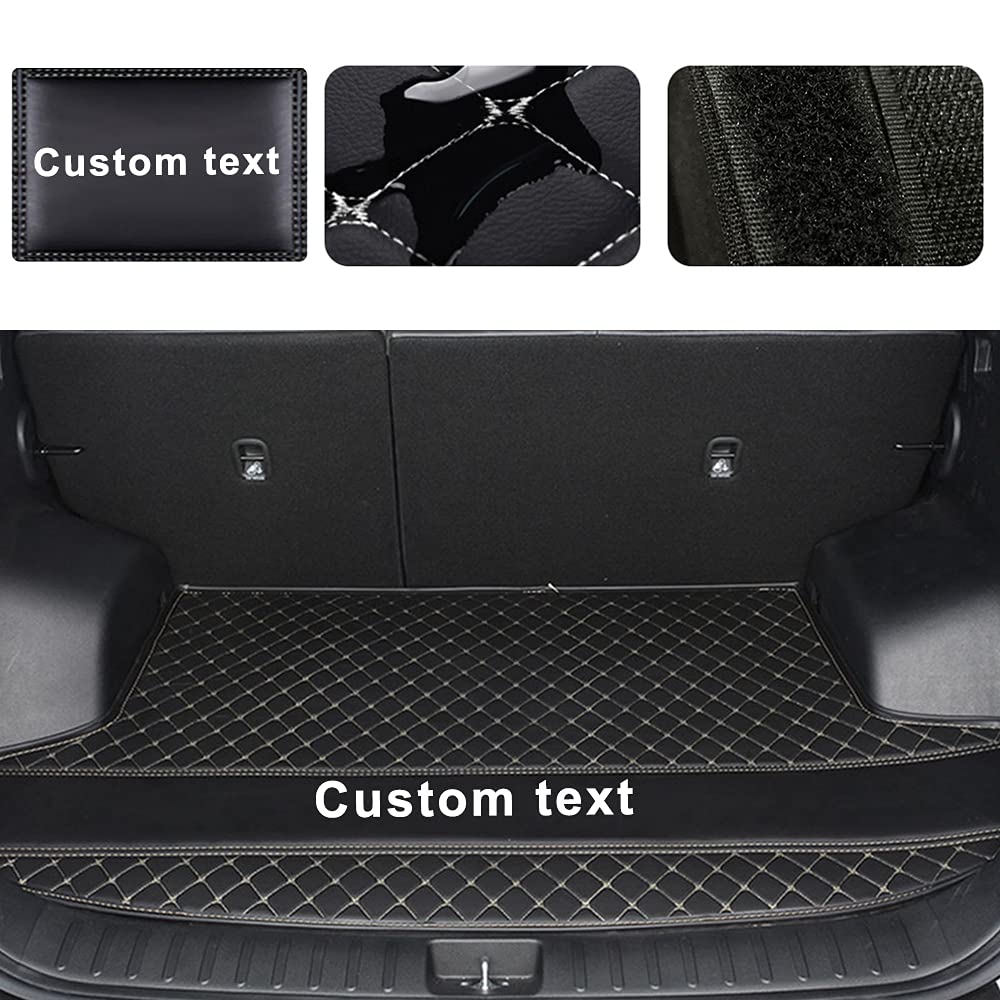 Durable PU Leather Custom Car Cargo Mat Trunk Liner - All Weather Protection, Heavy Duty Anti-Slip Floor Mats for Dustproof & Spill Resistance (Black/Beige) | Perfect for SUVs, Sedans & Family Vehicles