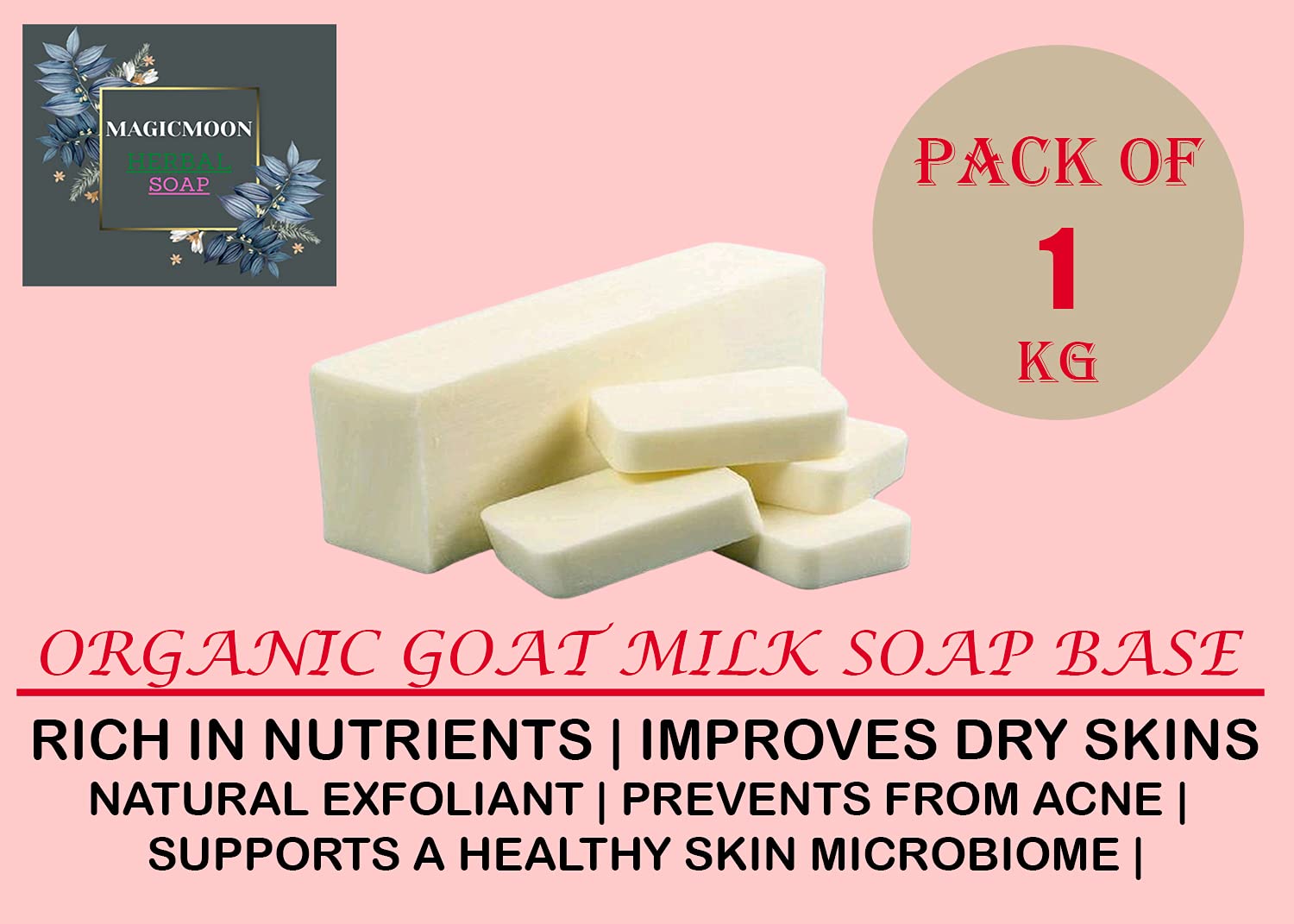 Natural Goat Milk Melt and Pour Soap Base - 1kg Organic, SLES/SLS/Paraben Free for DIY Skincare & Handmade Soap Making - Perfect for Sensitive Skin & Craft Projects