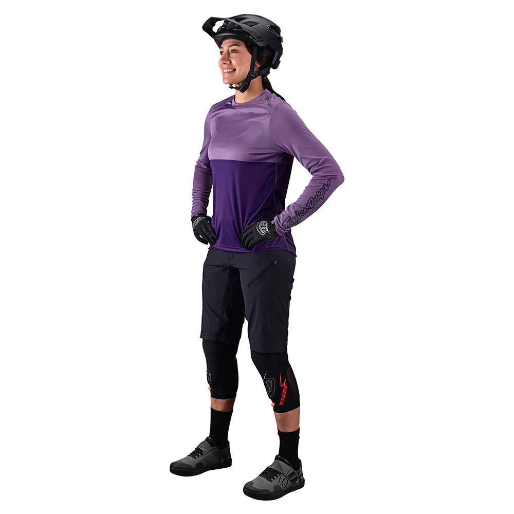 Lilium Women's Long Sleeve Jersey Top in Block Orchid & Purple - Perfect for Casual Wear, Office Outfits, and Everyday Comfort