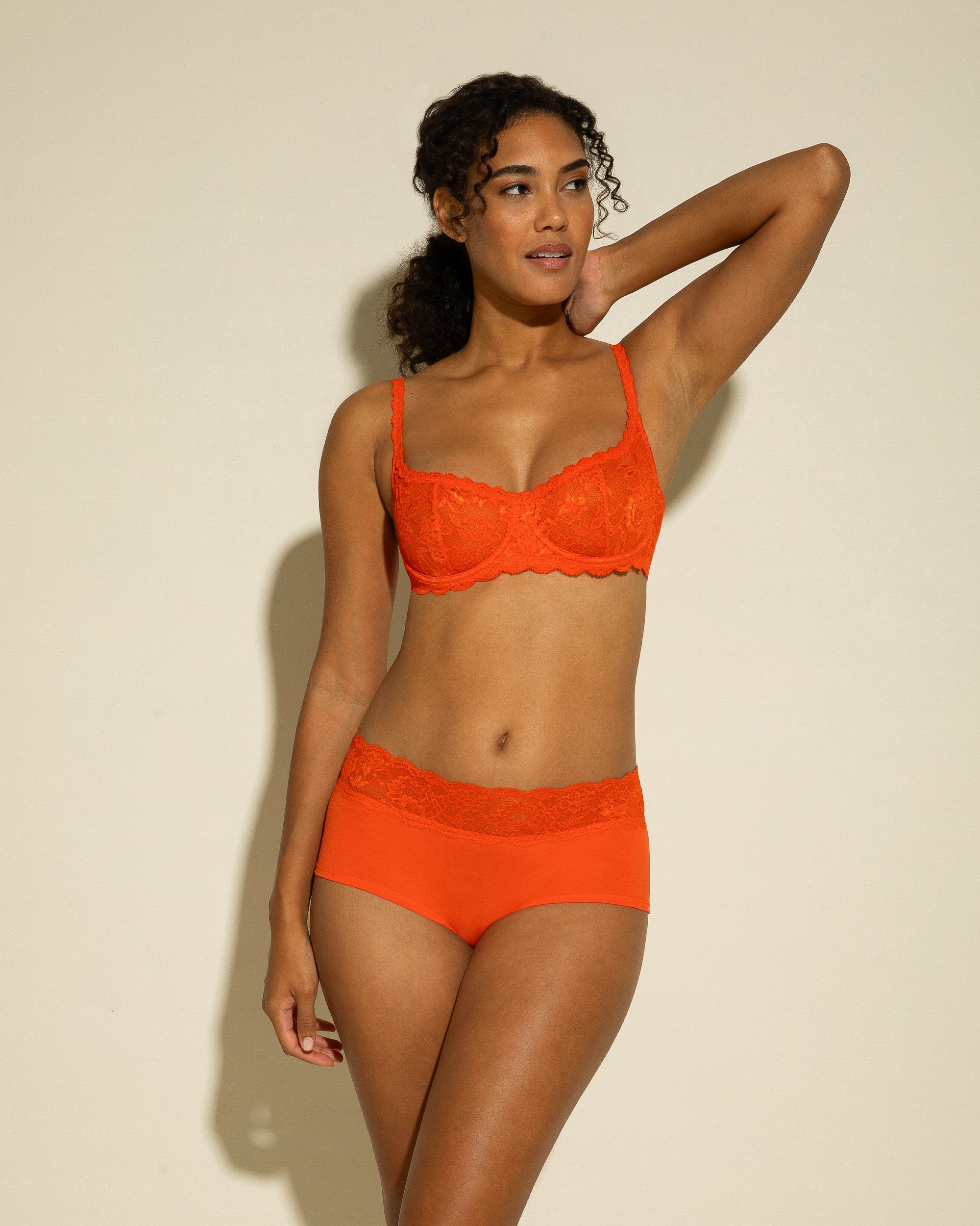 Never Say Never Balconette Bra - Sicilian Orange Lace Underwire Push Up Bra for Women | Perfect for Date Nights & Special Occasions