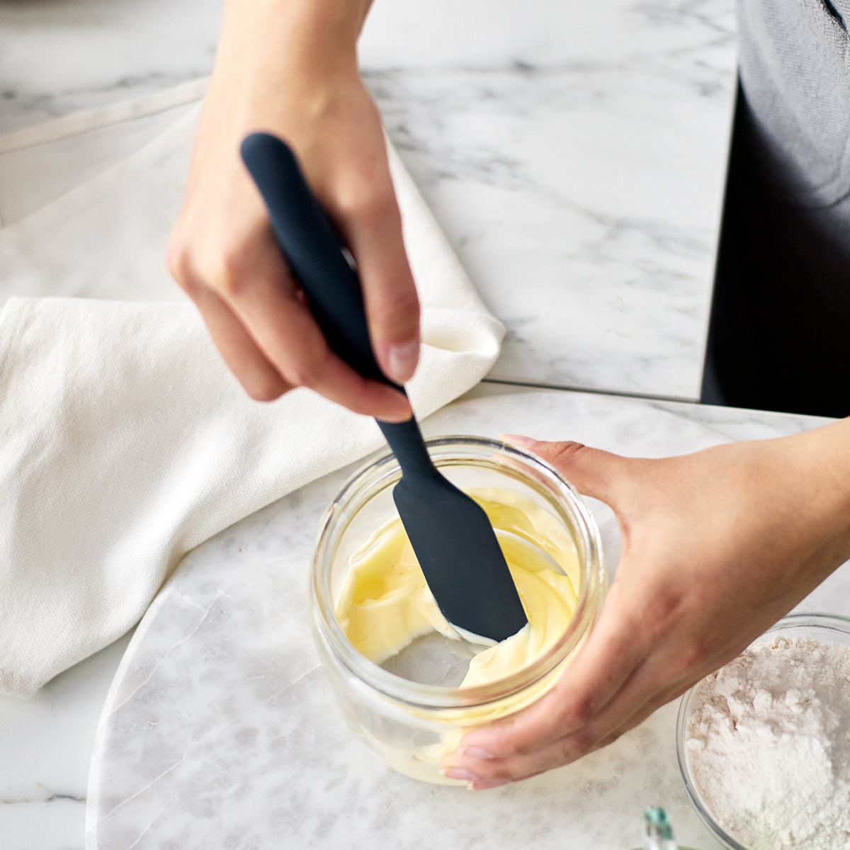Premium Silicone Small Jar Scraper - Efficient Kitchen Tool for Jars, Bottles & Containers | Oxford Blue | Perfect for Cooking, Baking & Food Storage