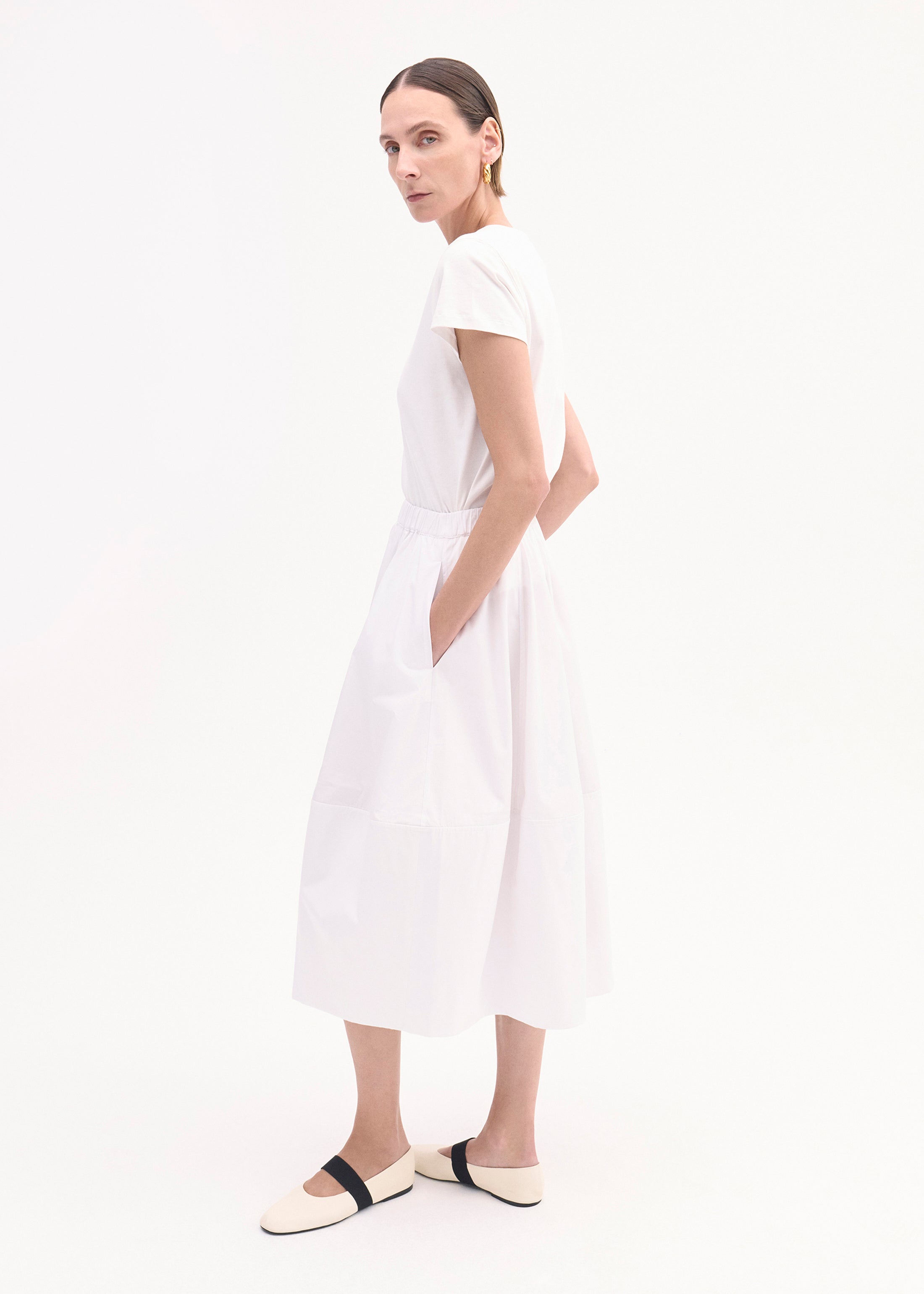 Stylish White Cotton Poplin Full Skirt for Women - Perfect for Summer Dresses, Casual Outfits & Boho Chic Style