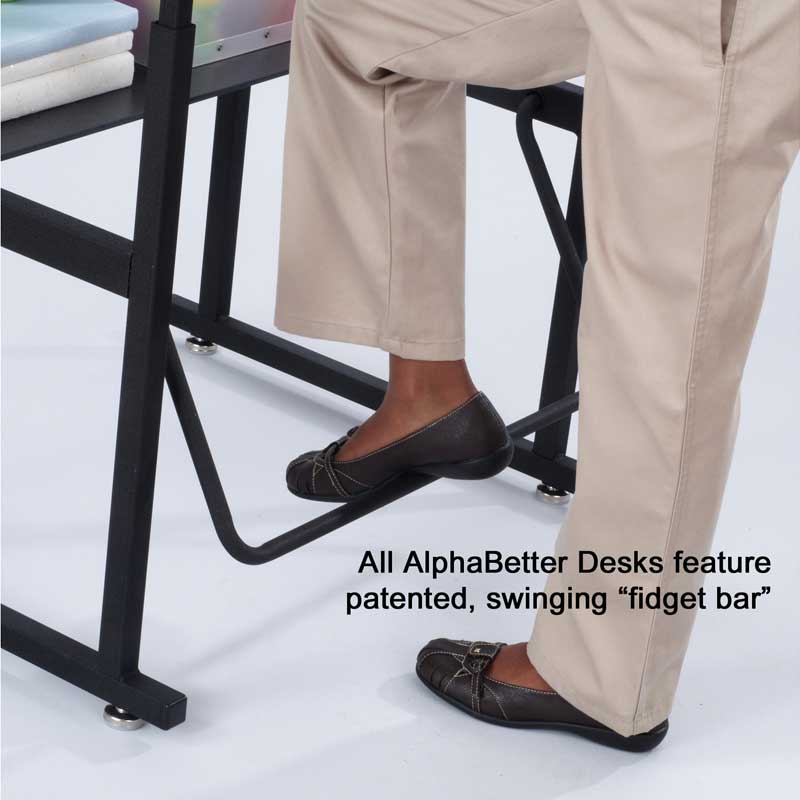 AlphaBetter Adjustable Standing Desk with Built-in Book Storage - Premium Gray Desktop for Home & Office Workspace | Ergonomic Study & Workstation Solution