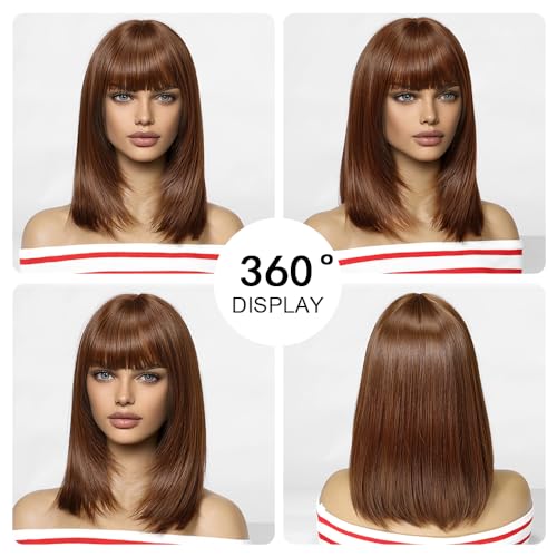 Straight Medium Long Wig With Bangs - Natural Looking Synthetic Hairpiece for Women - Perfect for Cosplay, Daily Wear & Special Occasions