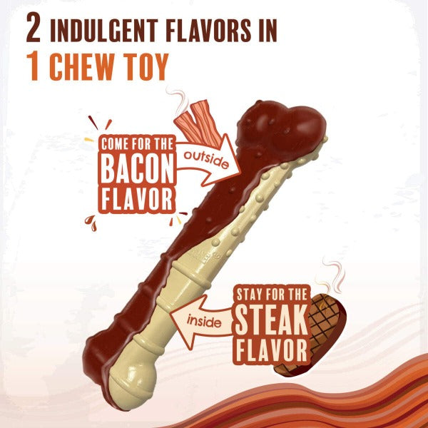 Nylabone Power Chew Basted Blast Dual Flavored Dog Chew Toys - Durable Puppy Chewing Toy for Aggressive Chewers, Long-Lasting Dental Treat for Medium & Large Dogs - Perfect for Teething, Boredom Relief & Dental Health