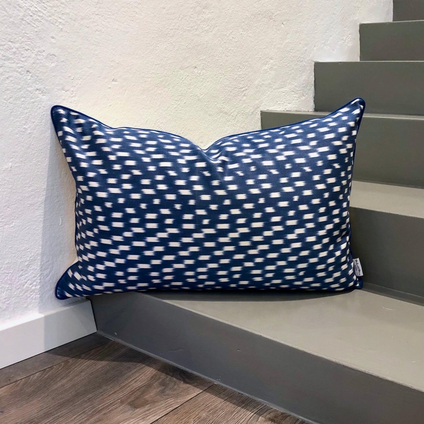 Handmade Silk Ikat Cushion Cover - Bohemian Blue Pillow Case for Sofa & Bed Decor | Luxury Home Textile Gift