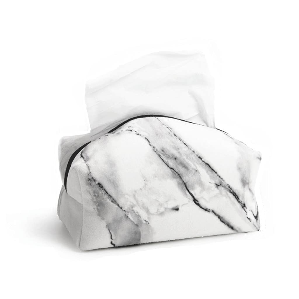 Marble Pattern Fabric Tissue Box Cover - Elegant Home Decor for Living Room, Bedroom & Desktop | Stylish Napkin Holder & Tissue Storage Solution for Modern Households | Perfect for Gifts, Home Organization & Decorative Accents