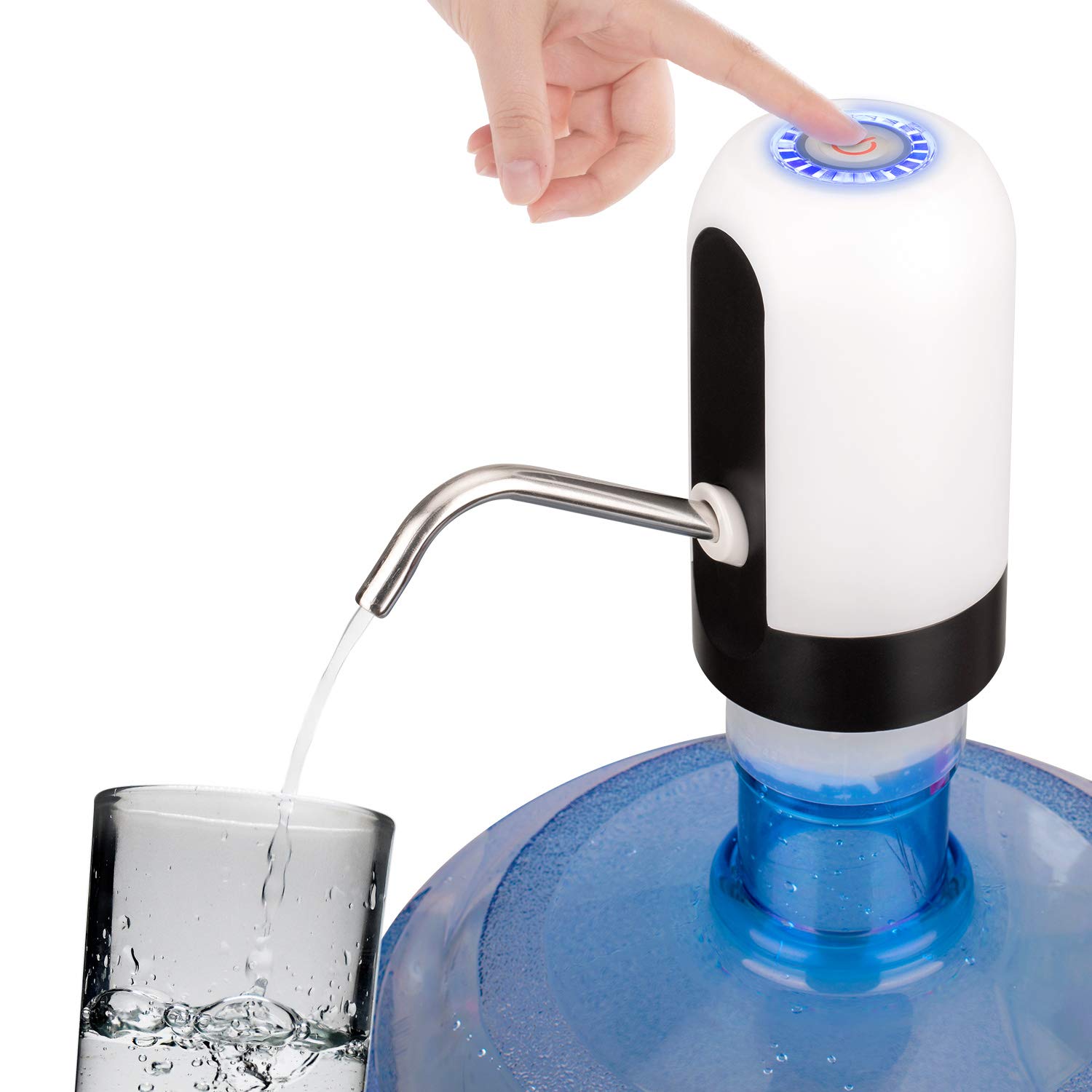 5 Gallon Rechargeable Water Bottle Pump Dispenser - One Button Operation with Replaceable Suction & Outlet Pipe - Perfect for Home, Office, Camping & Emergency Water Supply
