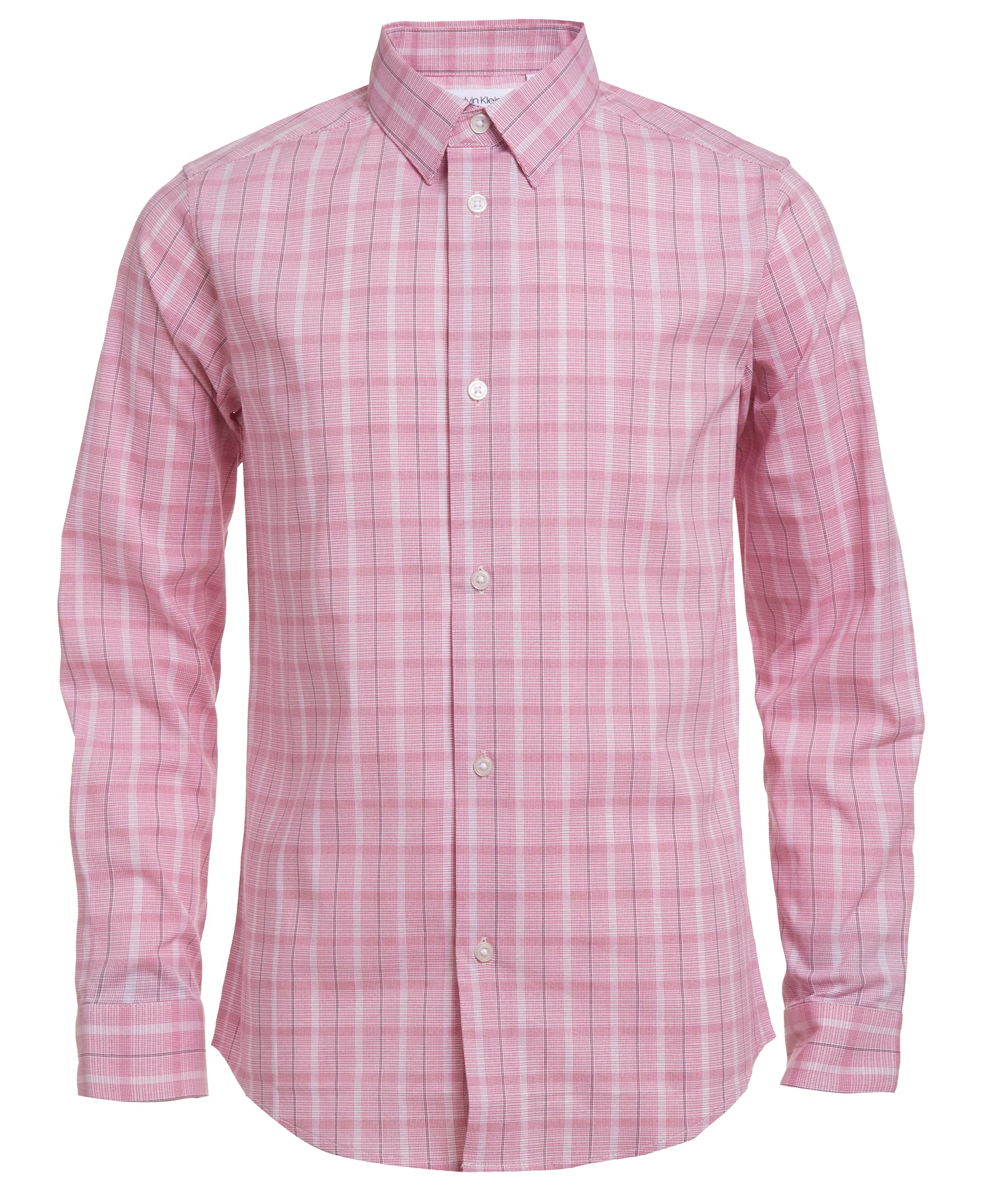 Calvin Klein Boys' Long Sleeve Patterned Dress Shirt with Button Cuffs | Classic Formal Wear for School, Parties & Special Occasions