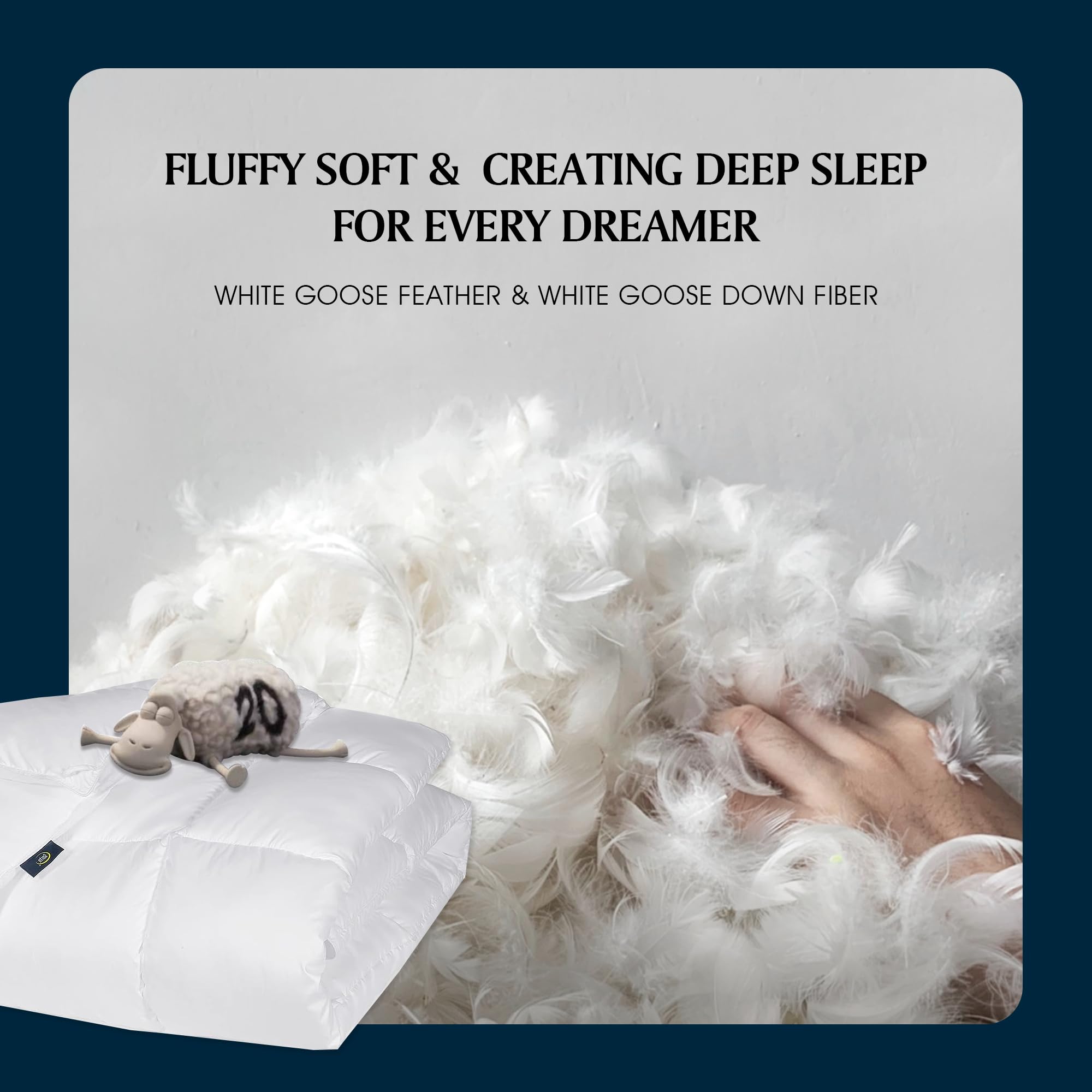 Serta Goose Feather Down Comforter Queen Size - 100% Cotton Duvet Insert - Hypoallergenic Luxury Bedding for All Seasons - Medium Warmth 90x90 Inches White - Perfect for Hotels, Guest Rooms & Cozy Home Bedrooms