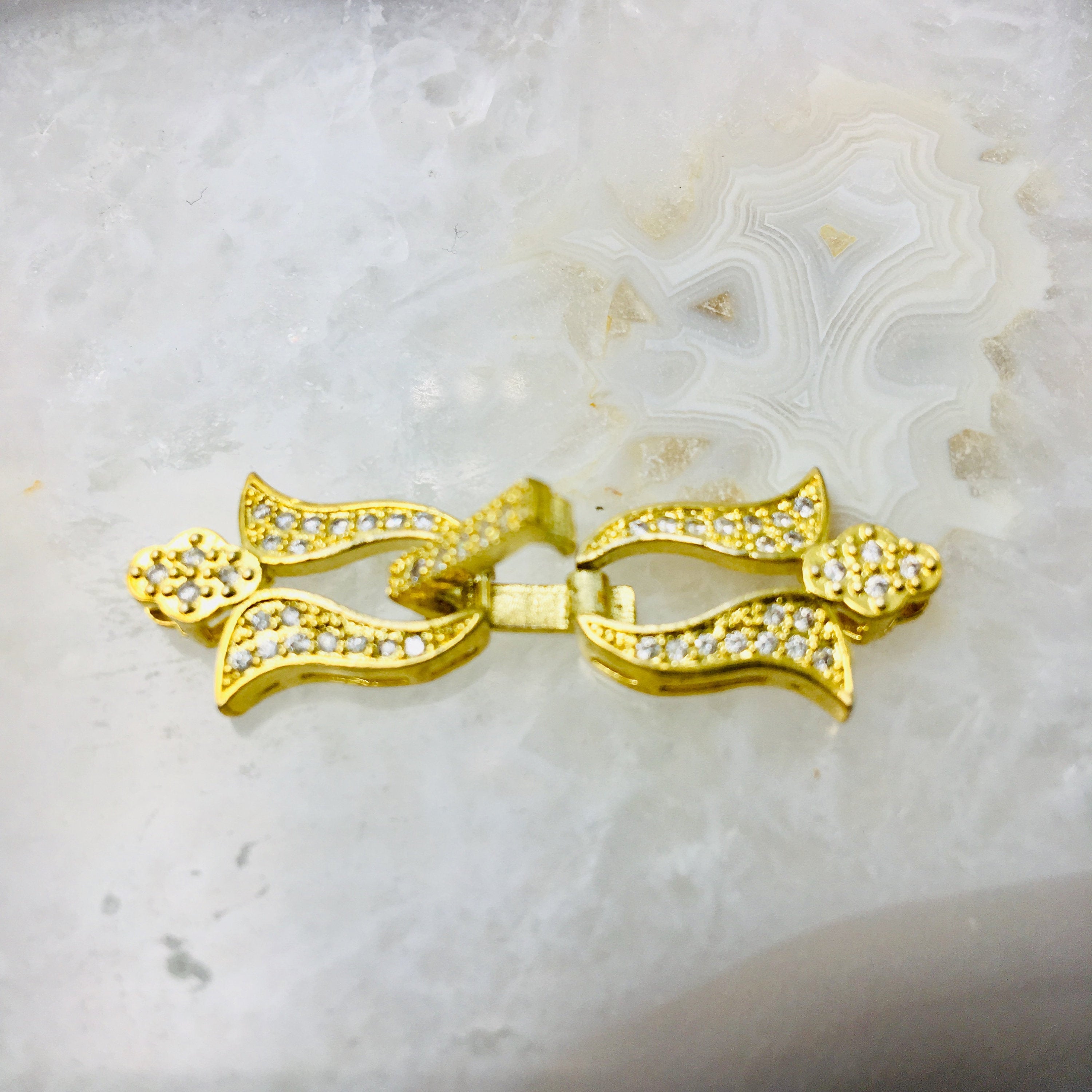 12x40mm Light Gold Plated Copper Bracelet with Micro Pave Clear Zircon Clasp - Elegant Jewelry for Women, Perfect for Parties, Weddings & Special Occasions