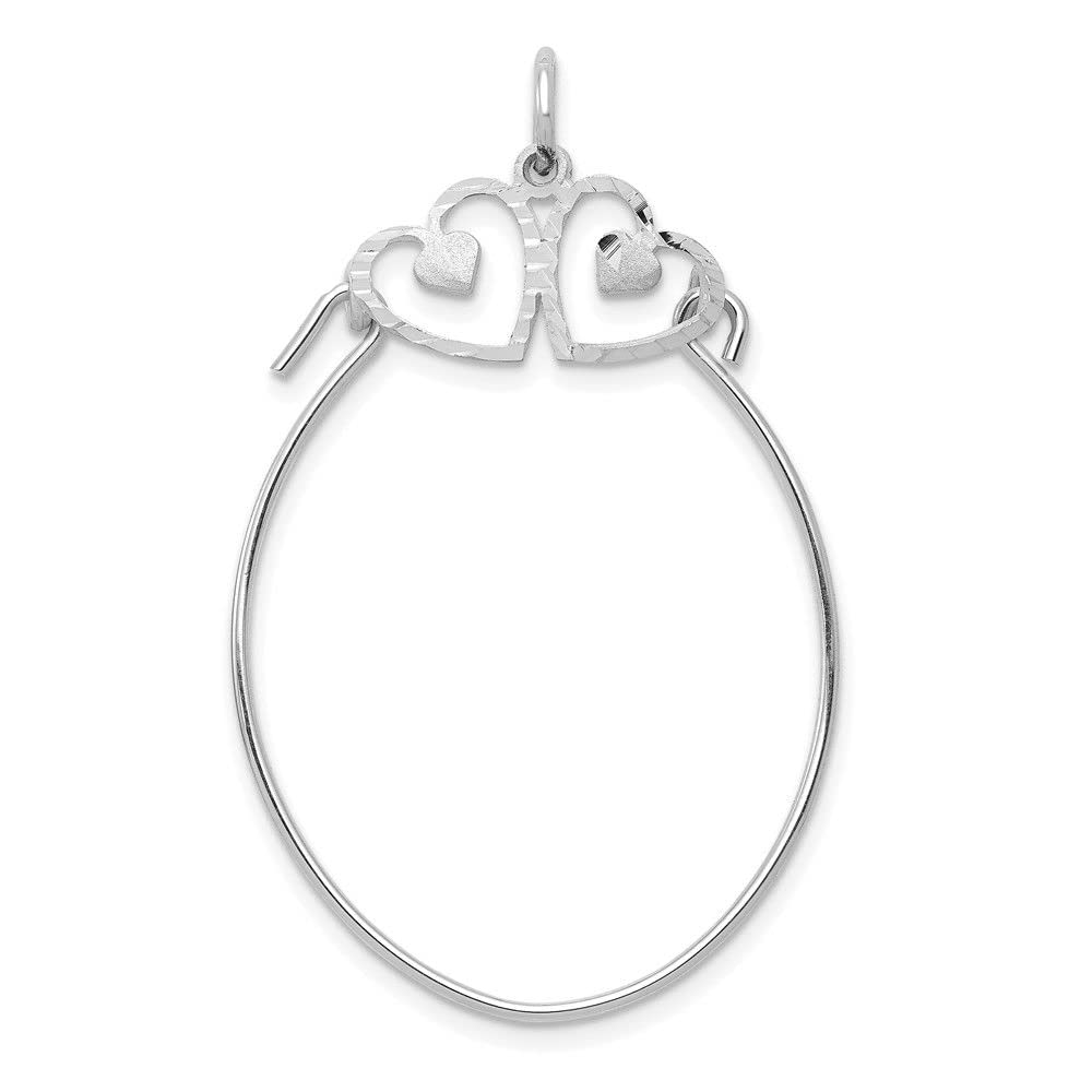 10K White Gold Double Hearts Charm Pendant Necklace - Elegant Jewelry for Women, Perfect for Valentine's Day, Anniversary & Romantic Gifts