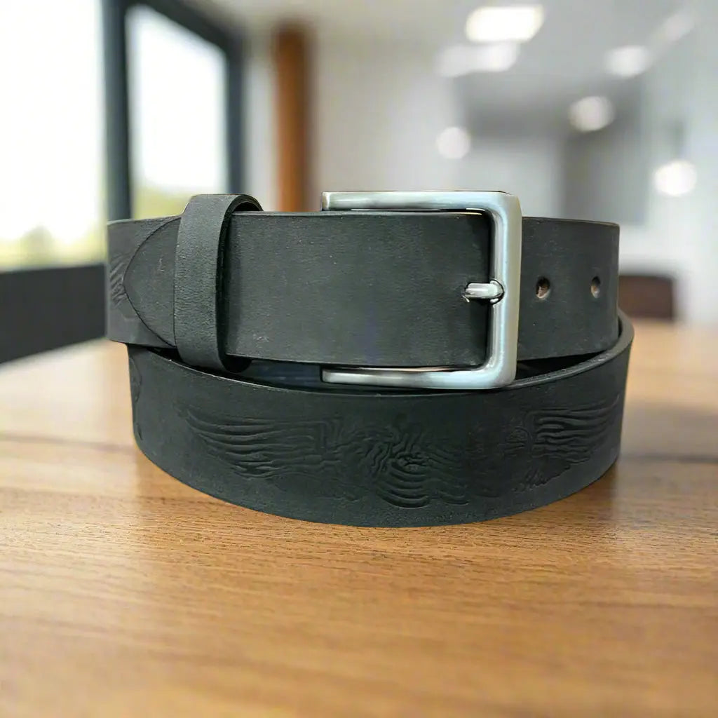 Engine Eagle Removable Buckle Genuine Leather Belt for Men - Adjustable Dress & Casual Wear - Perfect for Office, Wedding & Everyday Use