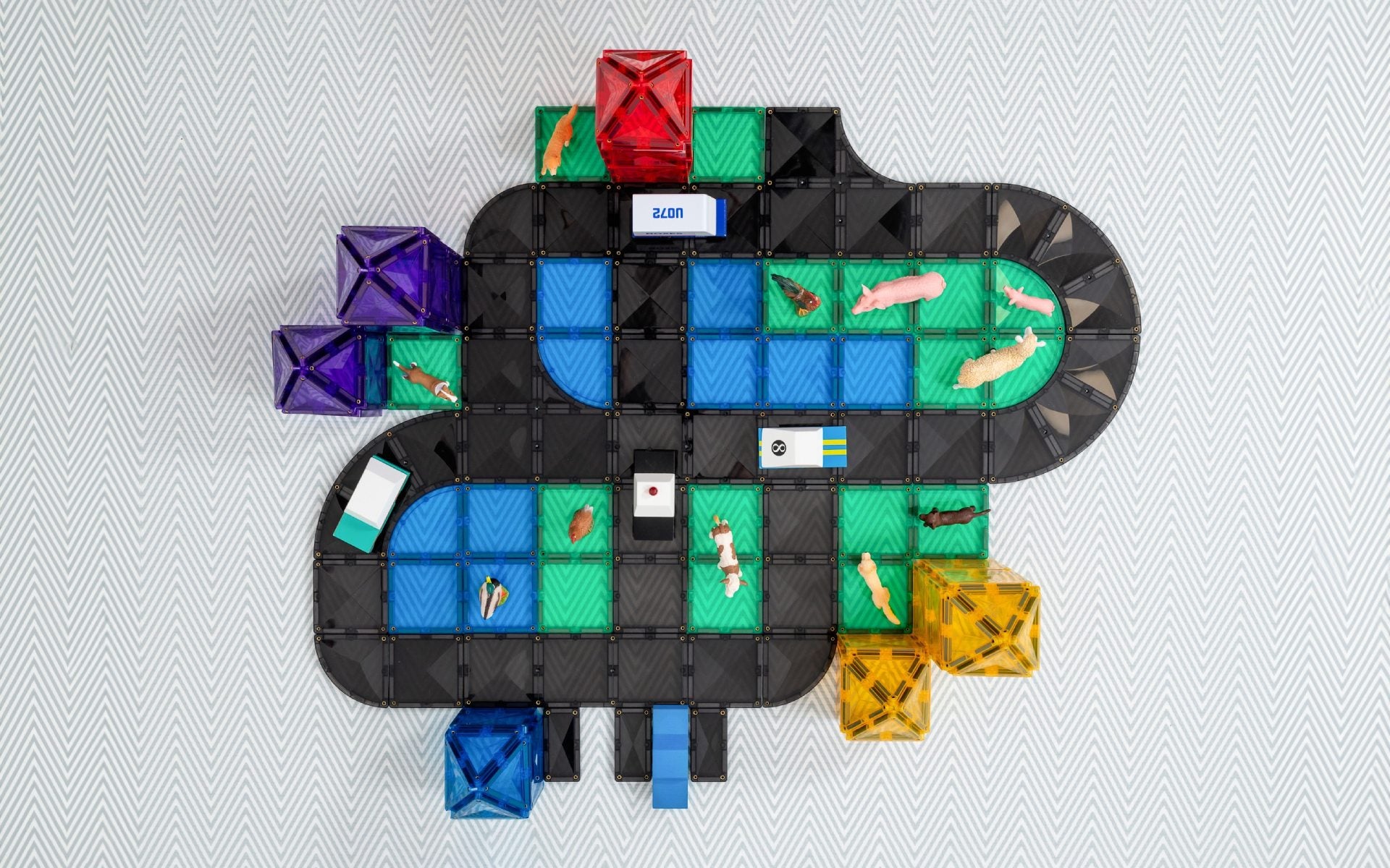 Connetix Magnetic Tiles 48-Piece Set - STEM Educational Building Blocks for Kids, Creative Roads Construction Toy for Preschool Learning & Indoor Play