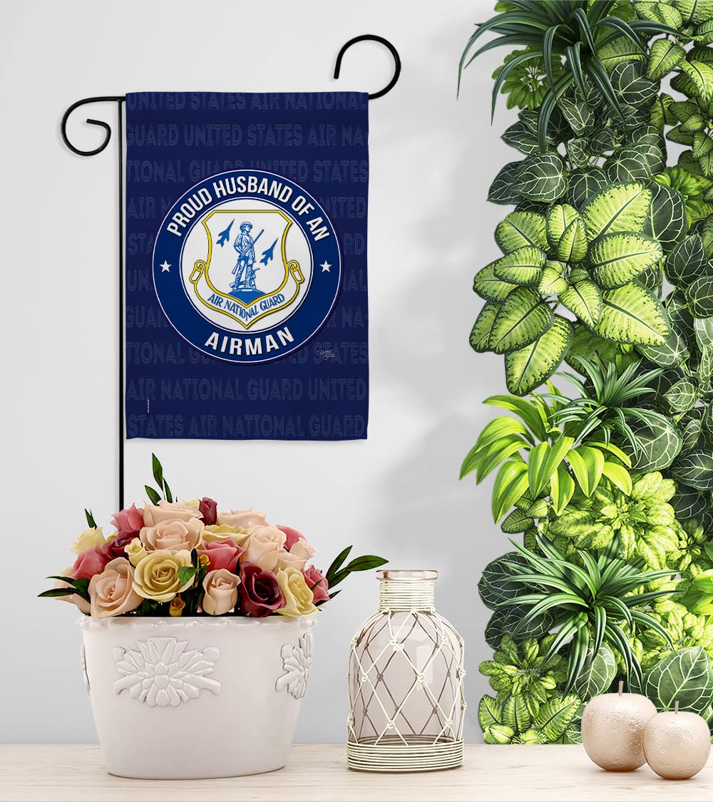 Proud Husband Airman Garden Flag Set - USA Made Military Yard Decor for Veterans