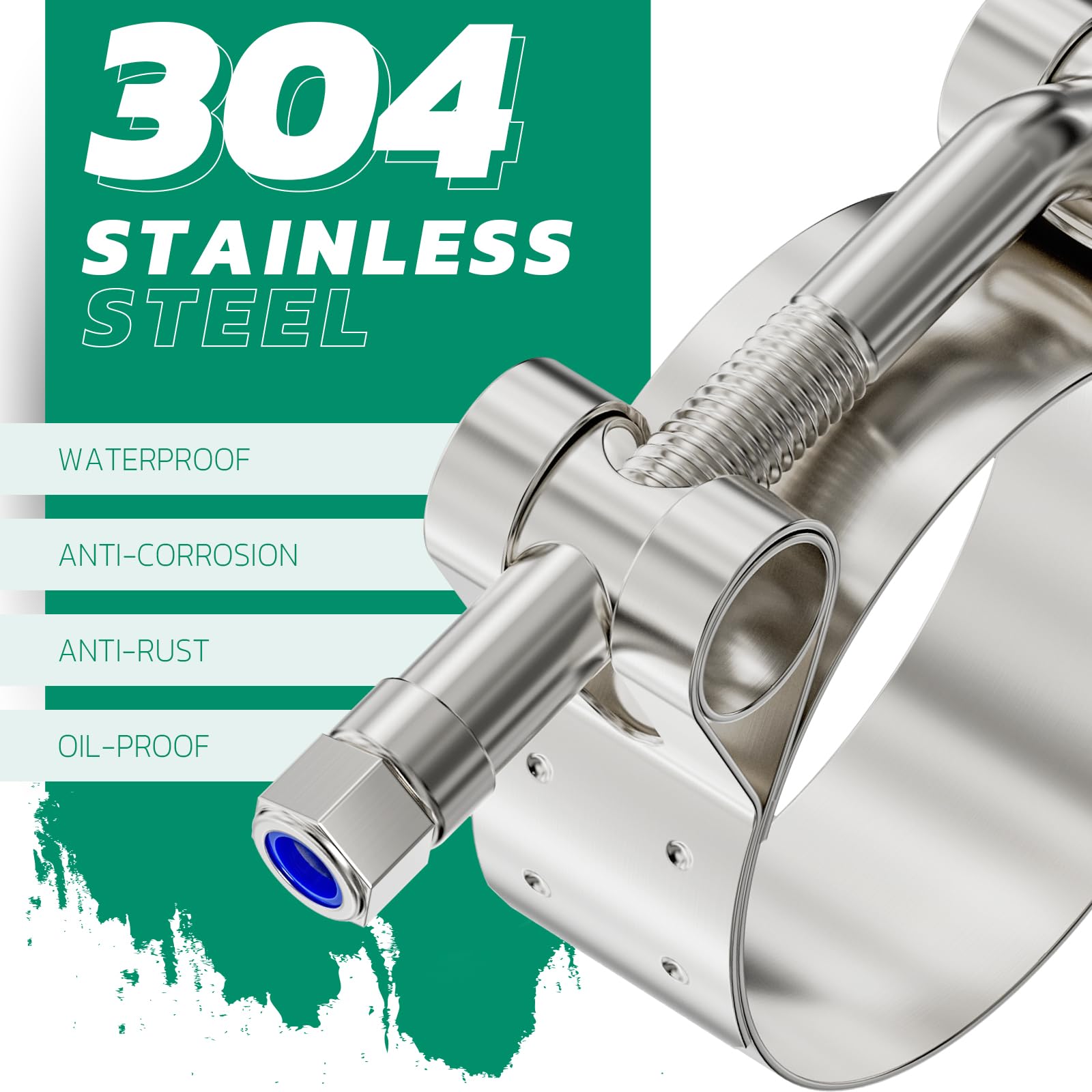 12-Pack 2.5 Inch T-Bolt Hose Clamps - 304 Stainless Steel Heavy Duty Adjustable Clamps (70-78mm) for Automotive, Radiator, Intercooler, and Plumbing - Perfect for Secure Tube Connections in Cars, Trucks, and Industrial Applications