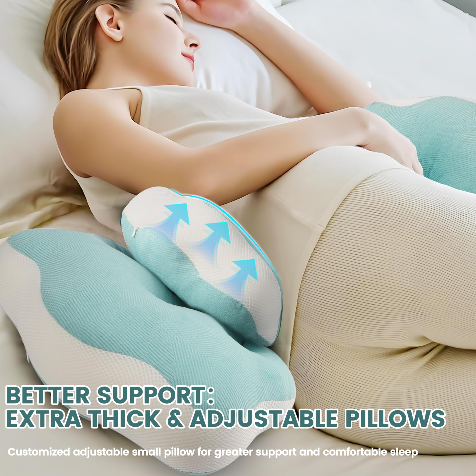 URMYWO Pregnancy Pillow for Sleeping - Full Body Maternity Support Pillow with Adjustable Design for Back, Legs, Belly & Hips Relief | Includes Laundry Bag | Perfect Gift for Expecting Moms | Great for Side Sleeping, Nursing & Pregnancy Comfort