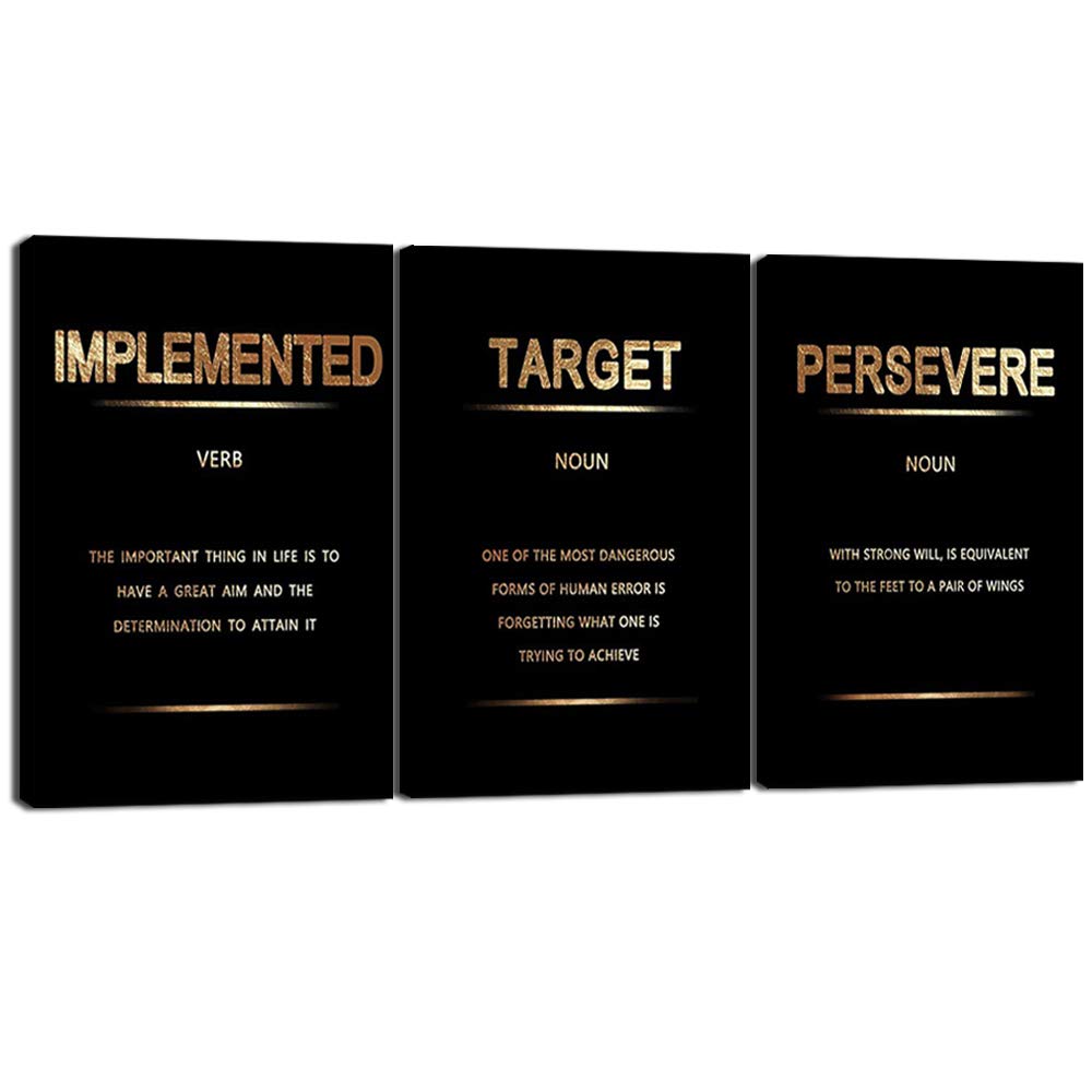 Black and Gold Motivational Canvas Wall Art - Inspirational Office Poster with 'Persevere' Quote - Framed Oil Painting for Living Room, Bedroom & Home Decor (72''W x 36''H) - Perfect for Office Inspiration, Housewarming Gifts & Modern Interior Design