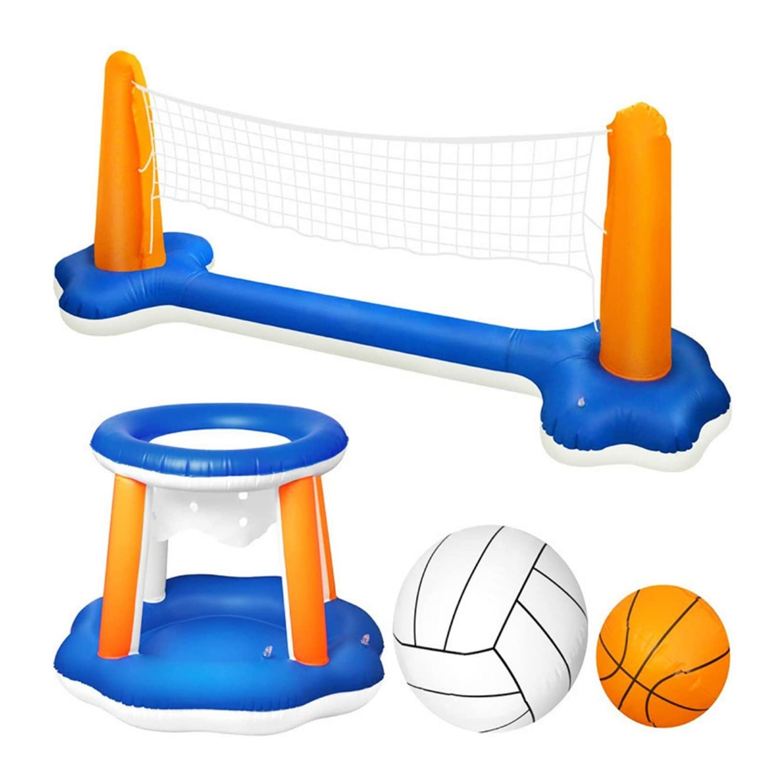 JTWMY Inflatable Volleyball Net & Basketball Goal Set - Floating Water Toys for Swimming Pool Games, Fun Outdoor Activities for Adults & Kids - Perfect for Beach, Backyard, and Summer Pool Parties