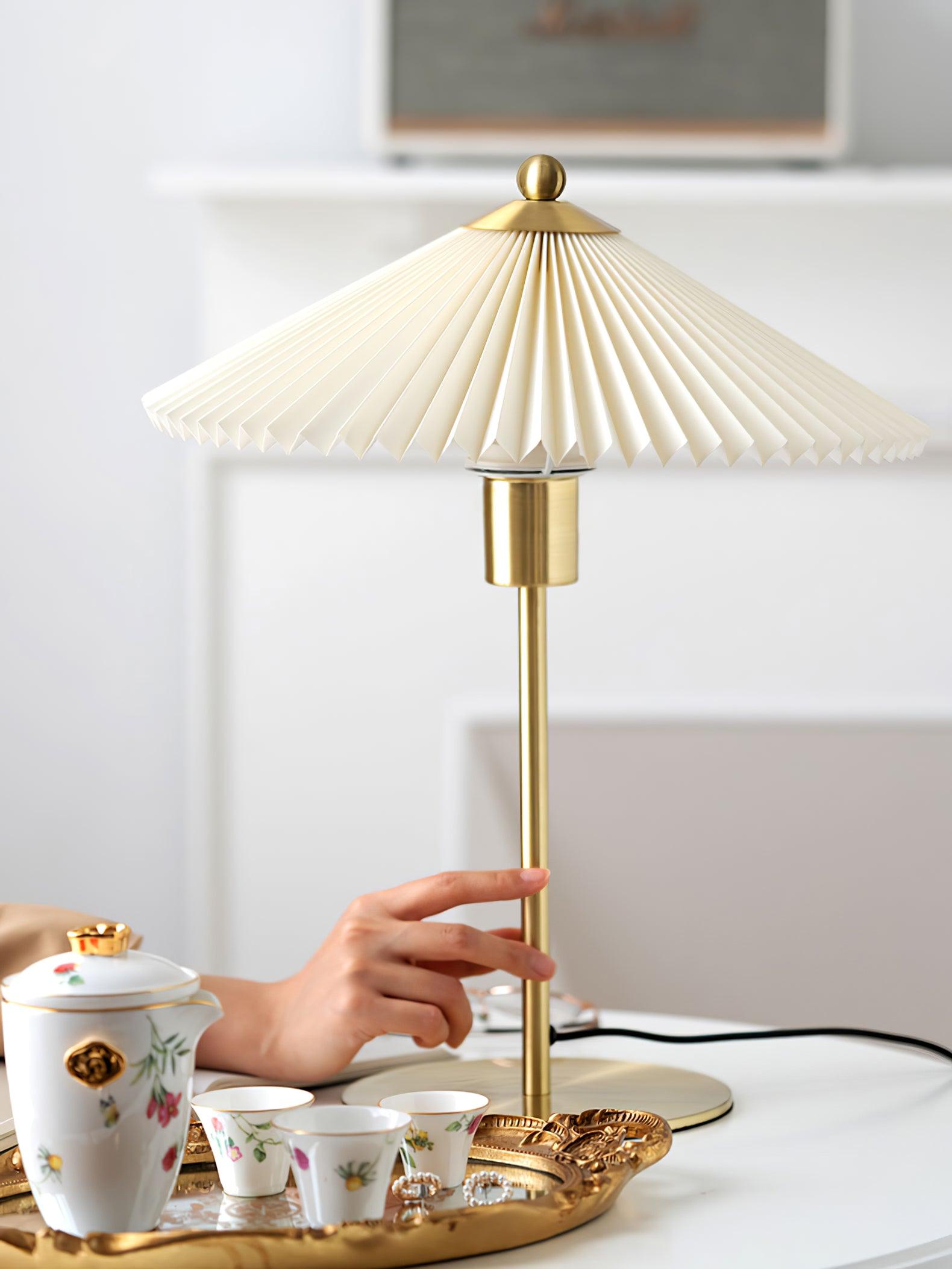 Perla Pleated Table Lamp - Modern Bedside & Living Room Lighting for Home Decor - Soft Glow Accent Light for Bedroom, Office, or Study